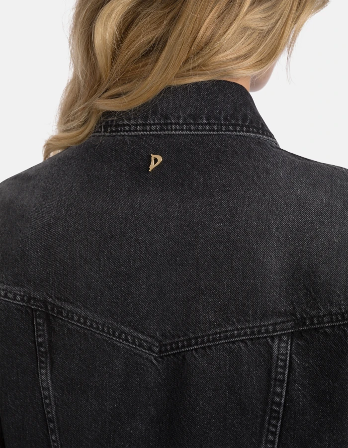 Cropped Denim Jacket with Classic Collar