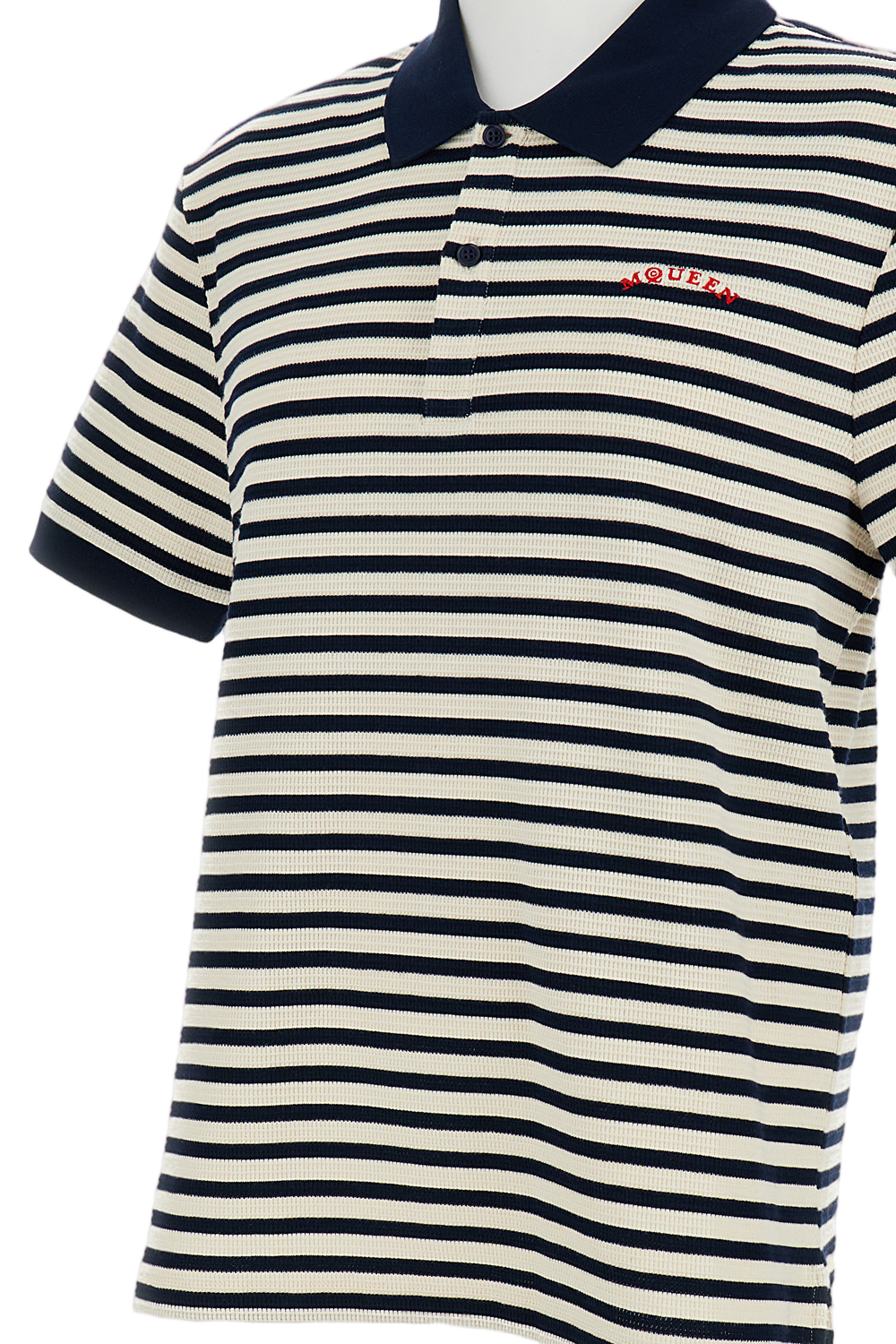 Breton-Stripe Polo Shirt with Contrasting Collar