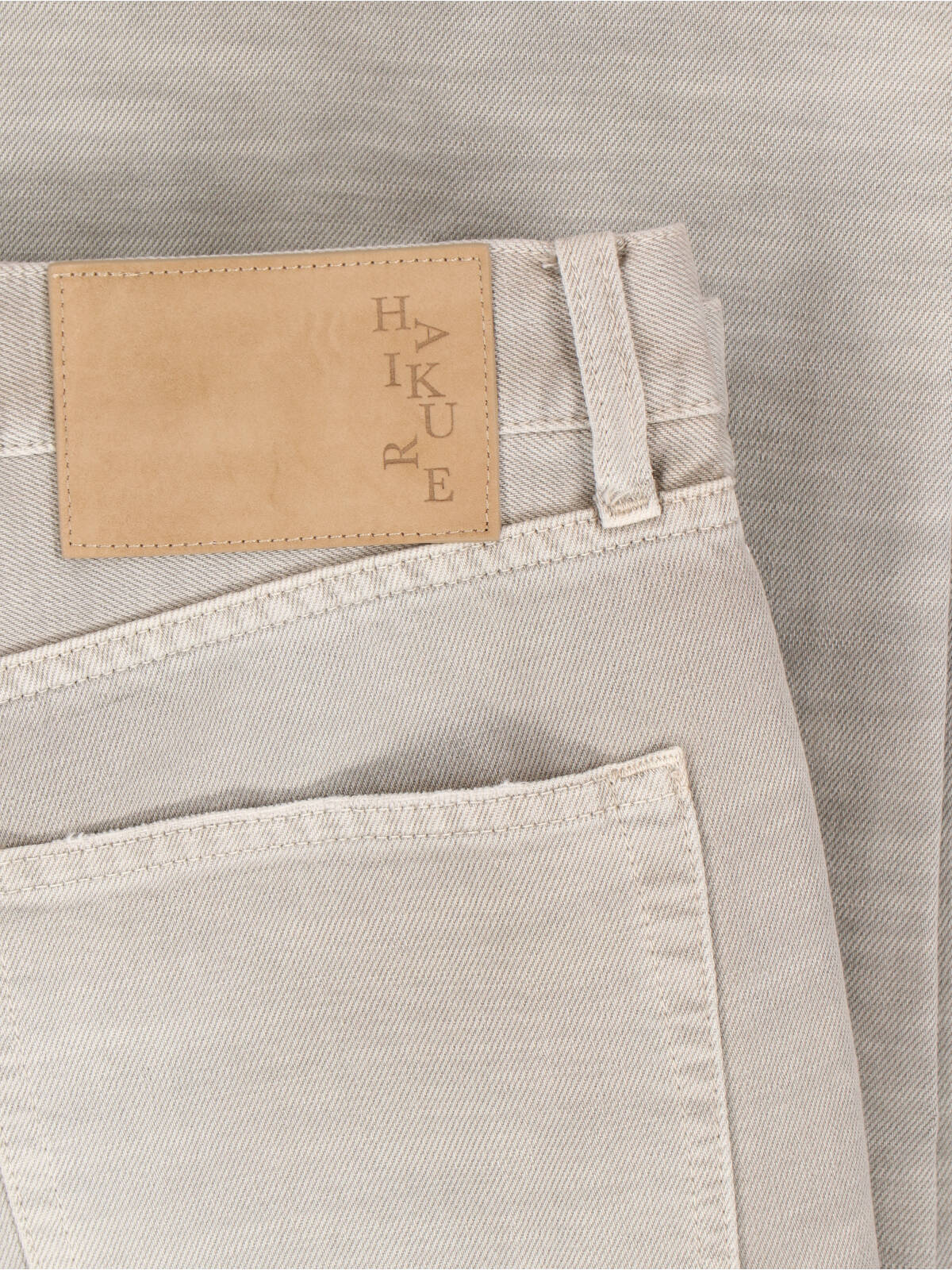 Beige Wide-Leg Cotton Denim Straight Jeans