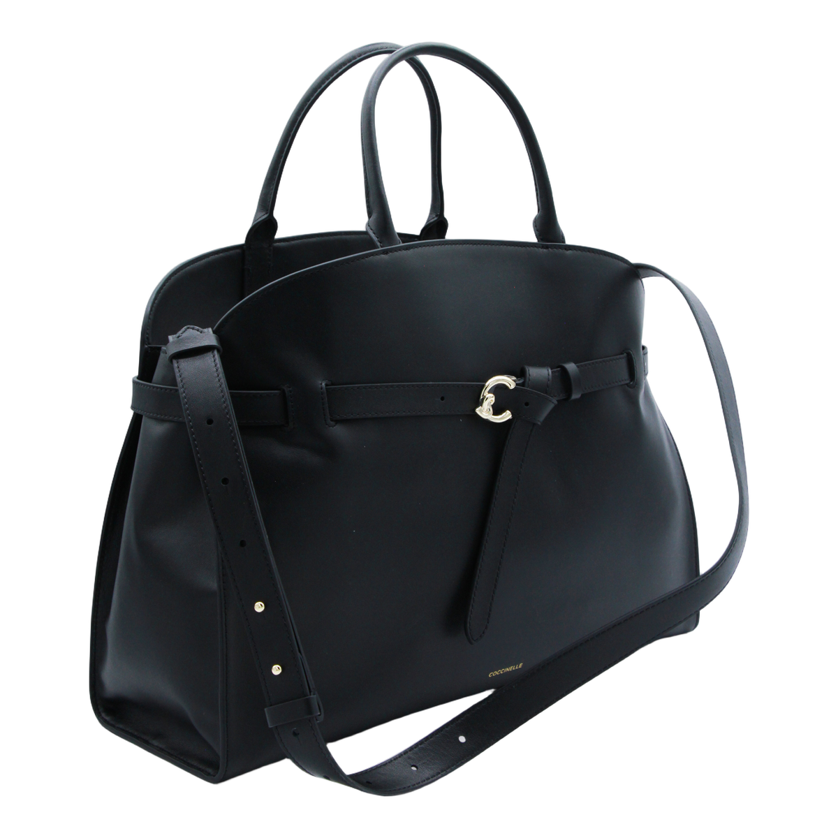 Structured Black Handbag with Rounded Top