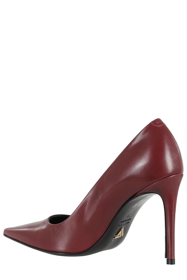Pointed-Toe Mid-Heel Pumps in 100% Leather