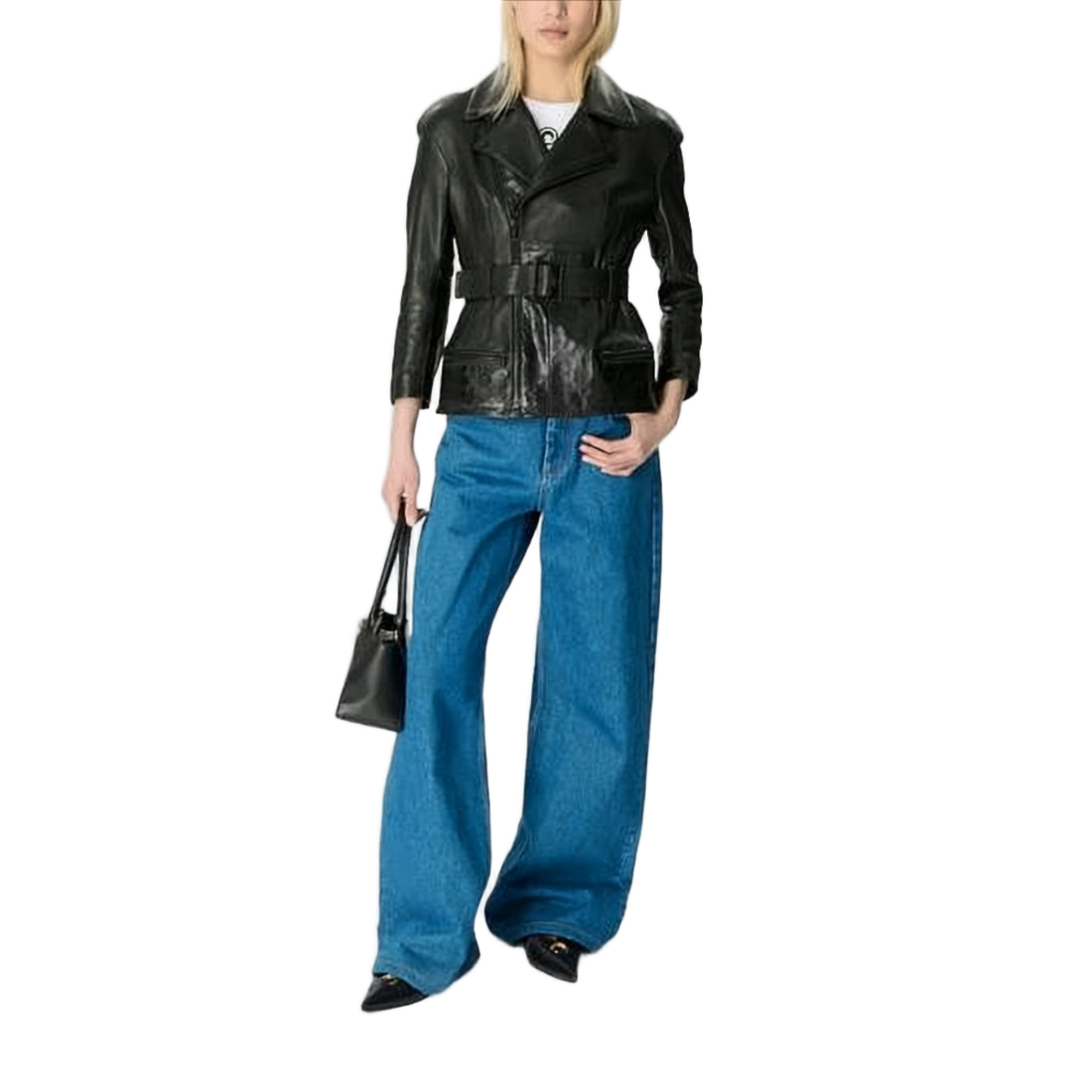 Wide-Leg Denim Trousers With High Waist