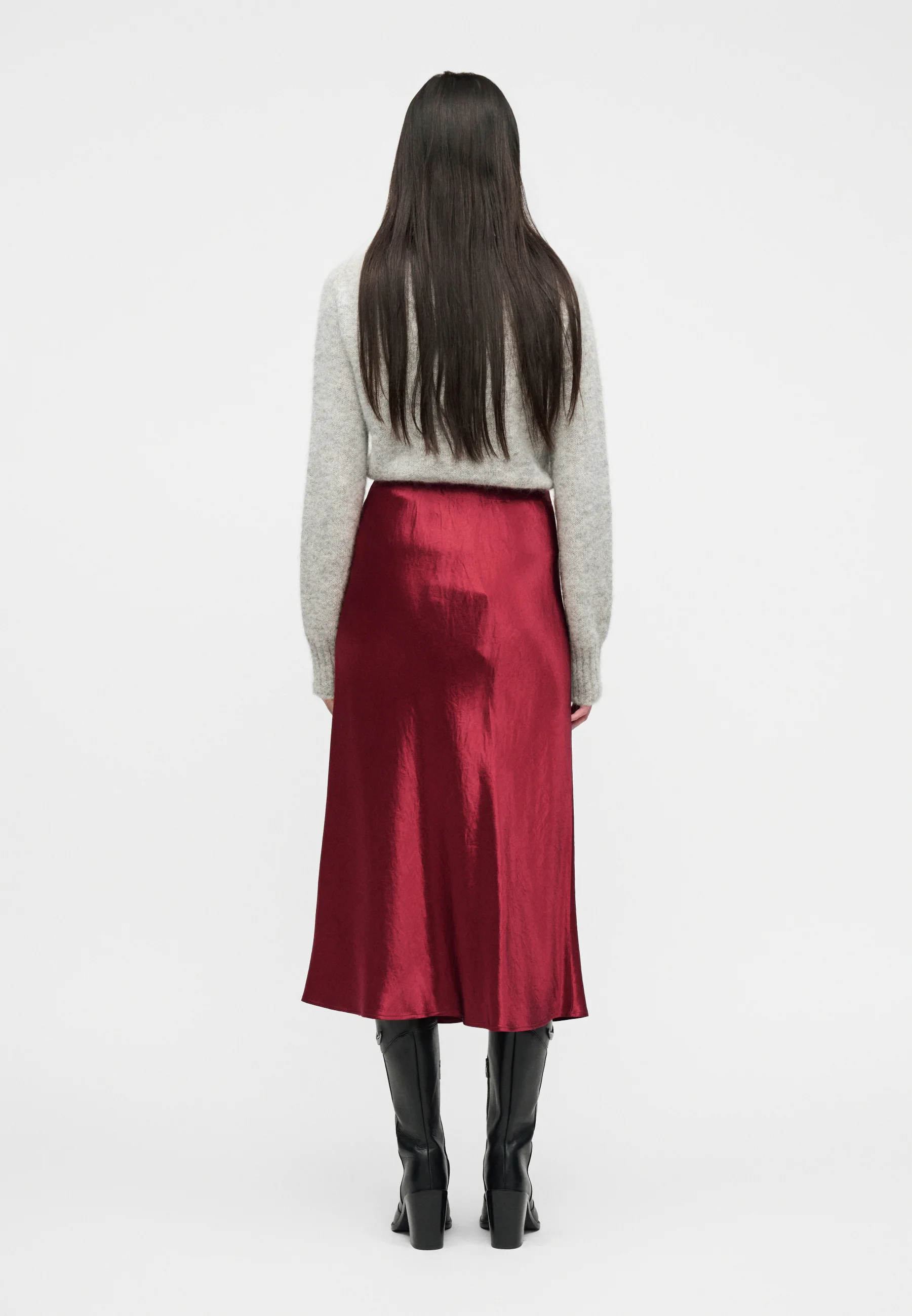 Red Acetate Evening Gown