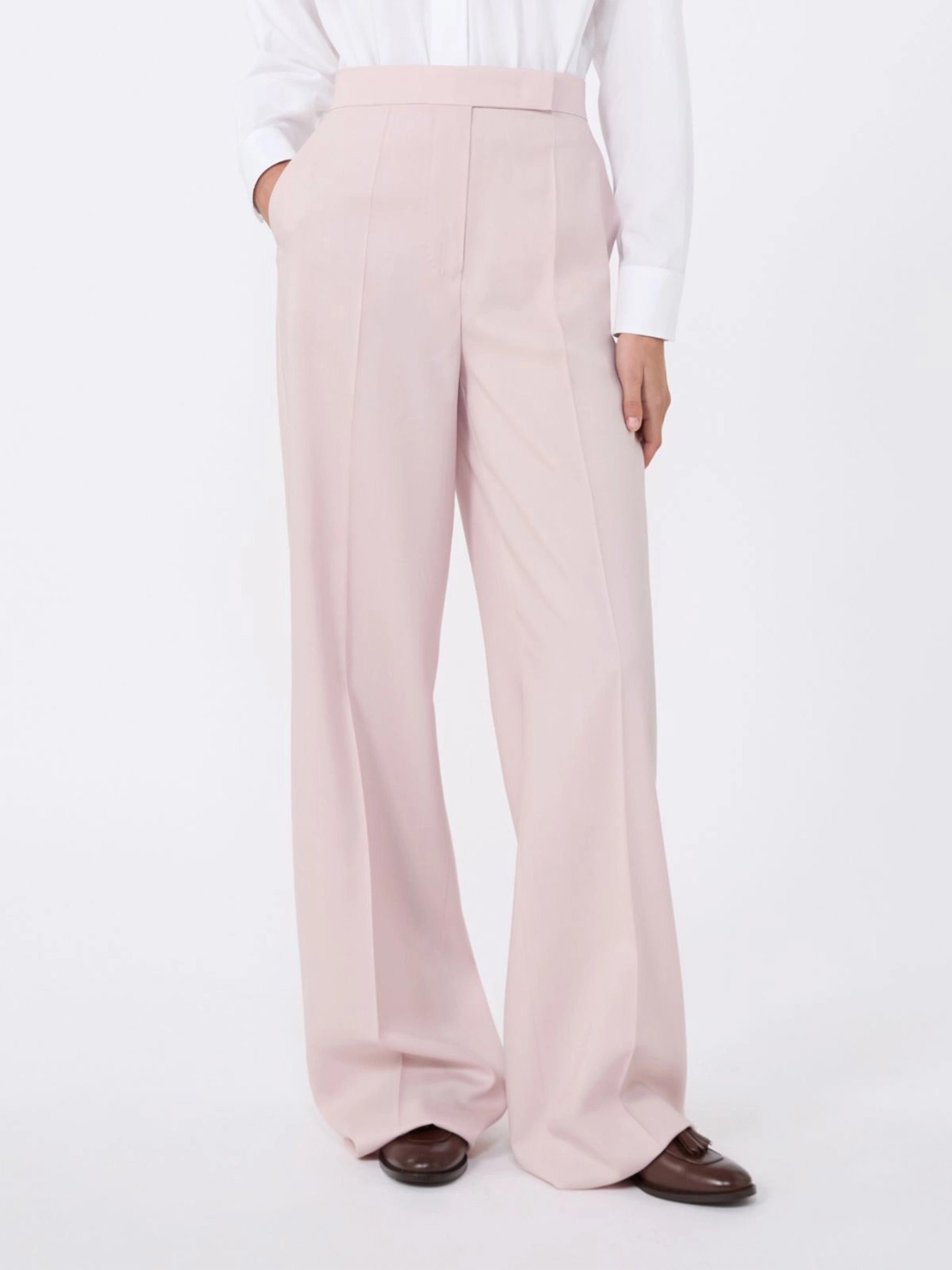 Pink Girone Pleated Wide-Leg Trousers