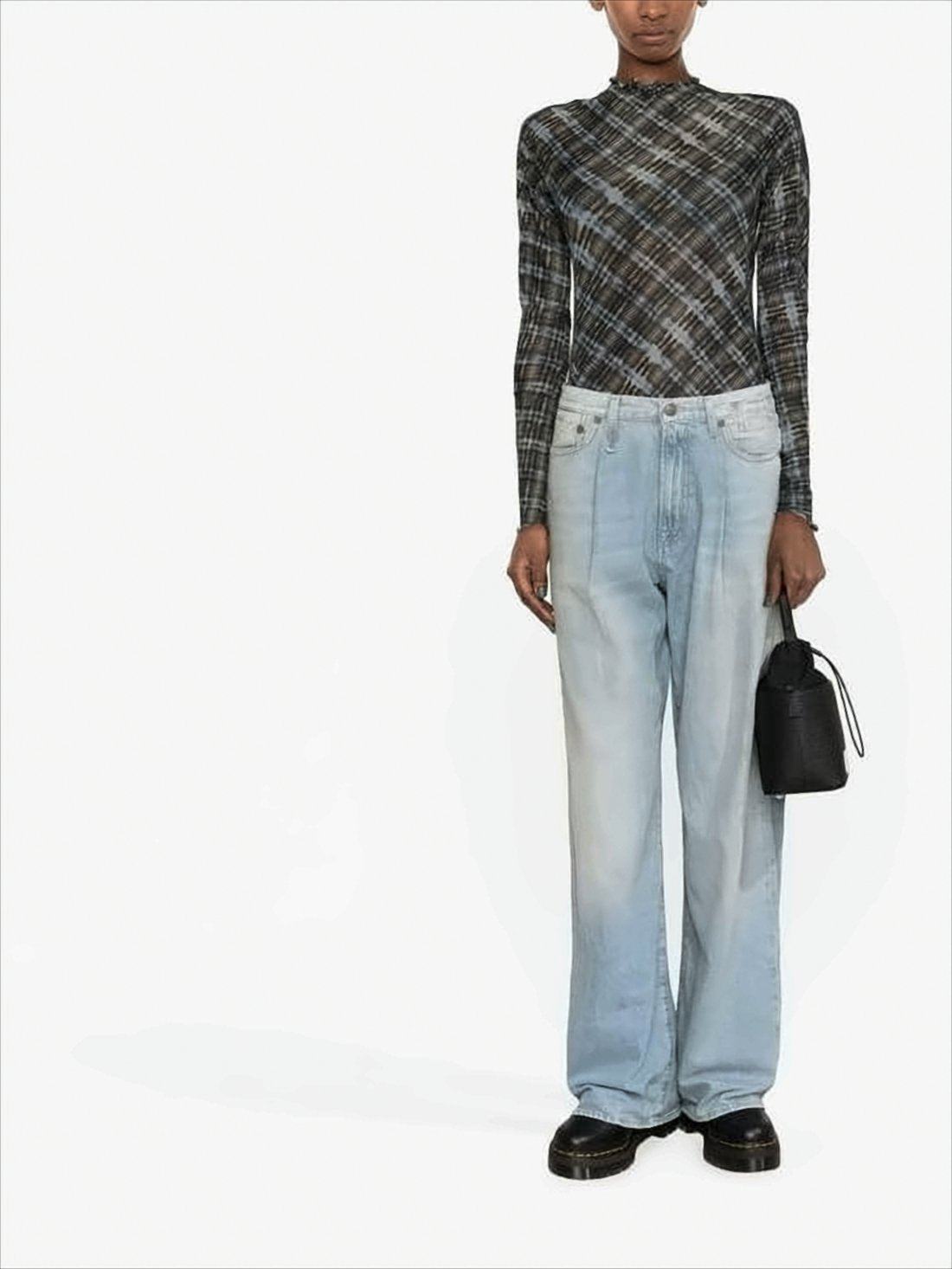 Wide-Leg Light Blue Denim Pants