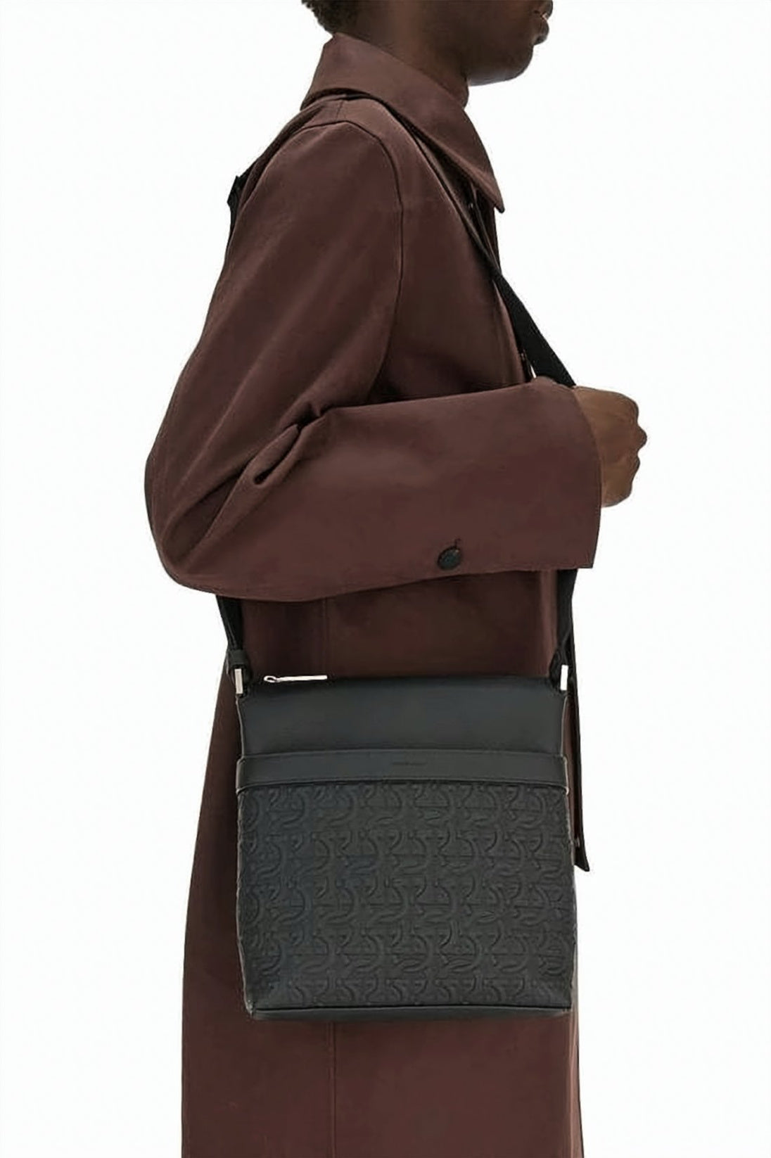 Rectangular Black Leather Crossbody Bag