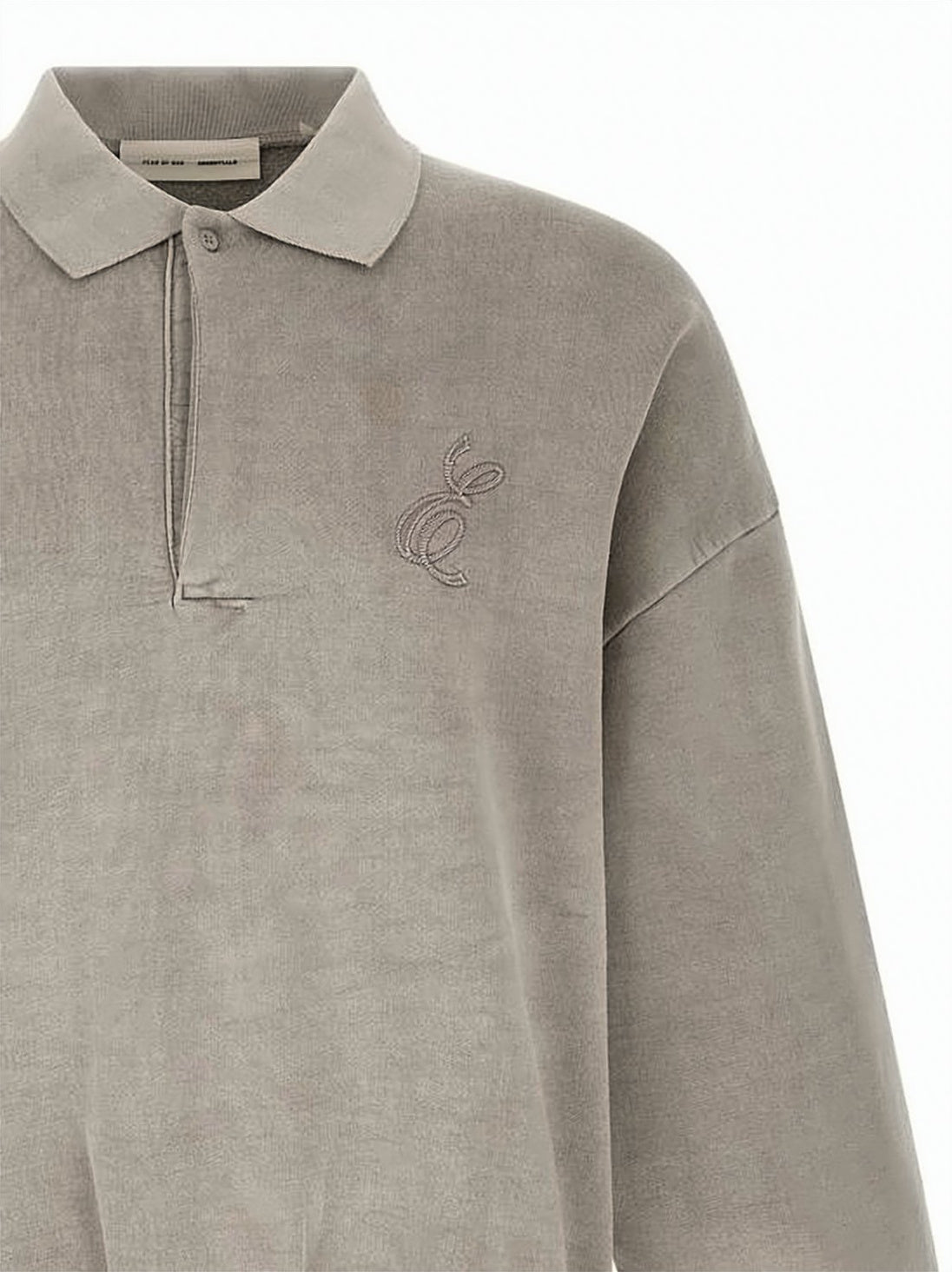 Relaxed Fit Long-Sleeve Polo Shirt with Embroidered Branding