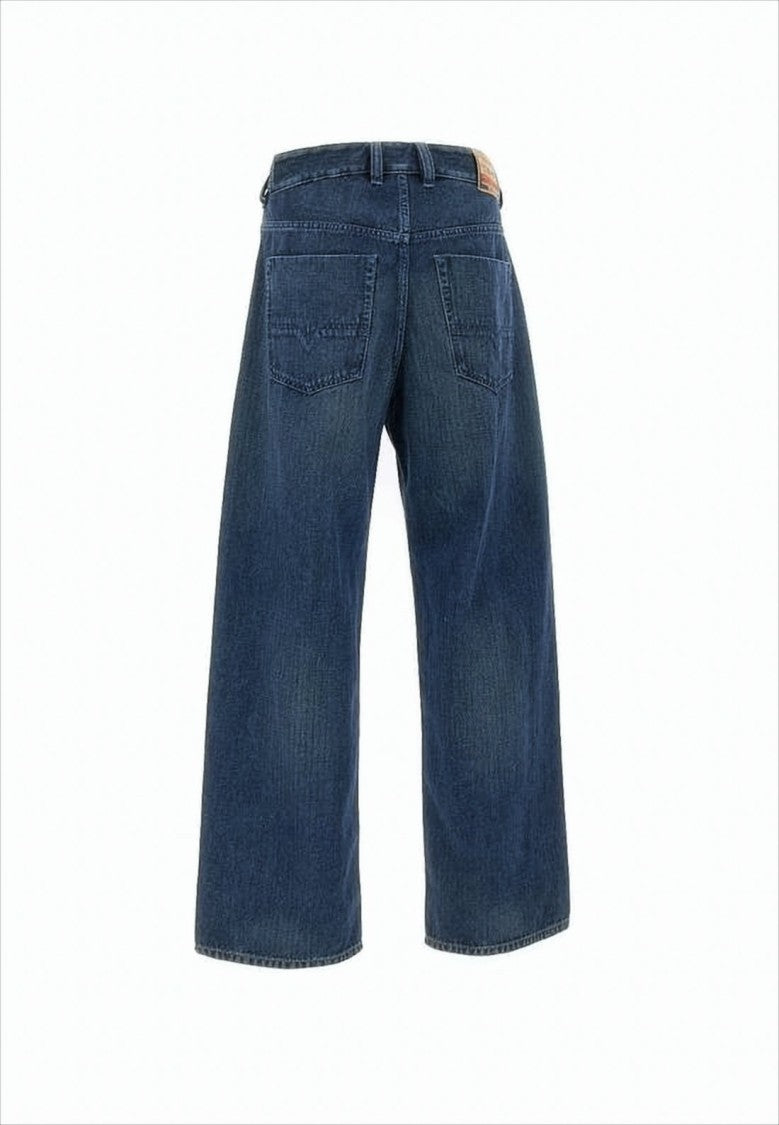 Cropped Wide-Leg Denim Pants with Classic Five-Pocket Design