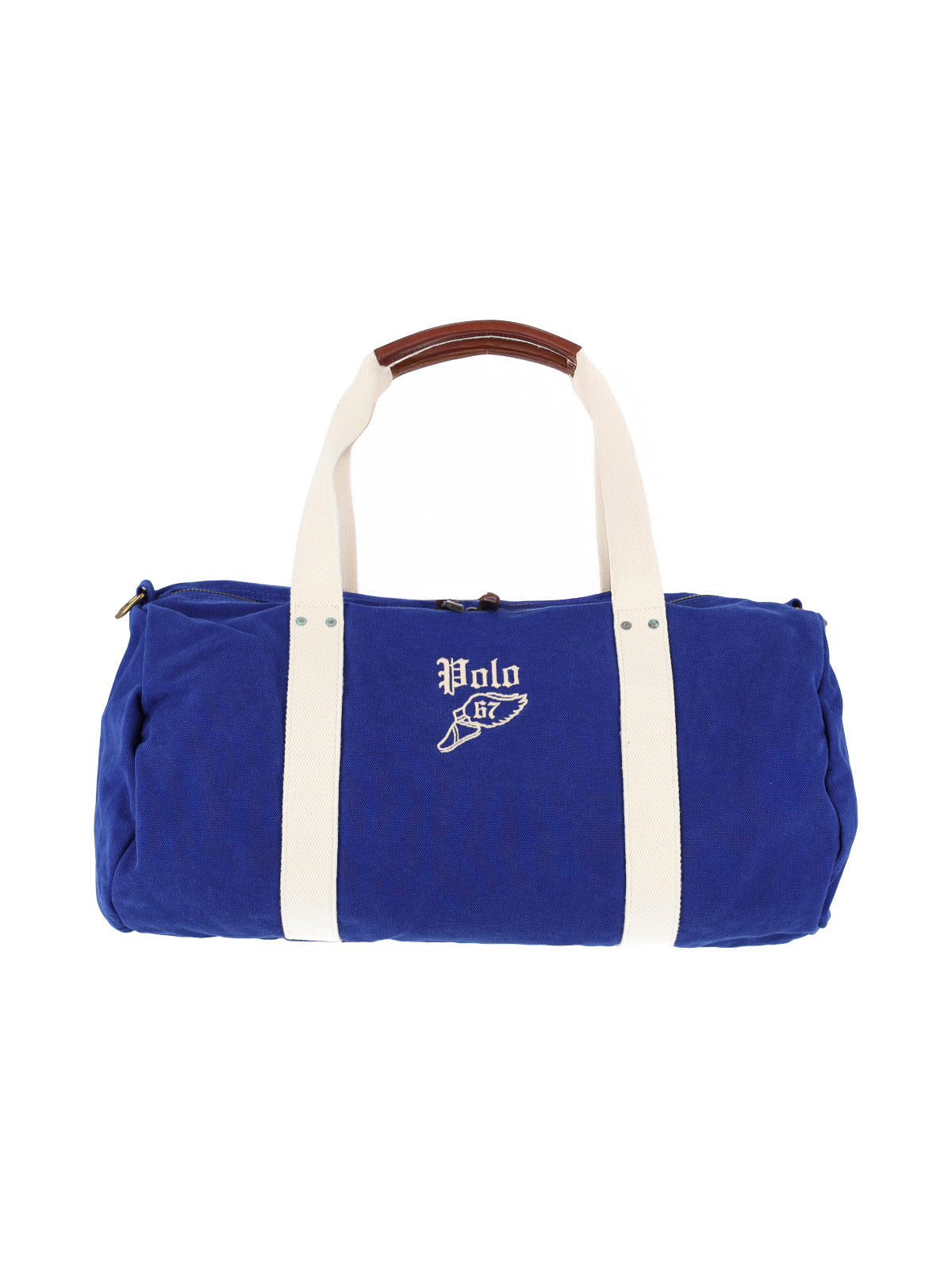 Blue Embroidered Logo Cylindrical Bag