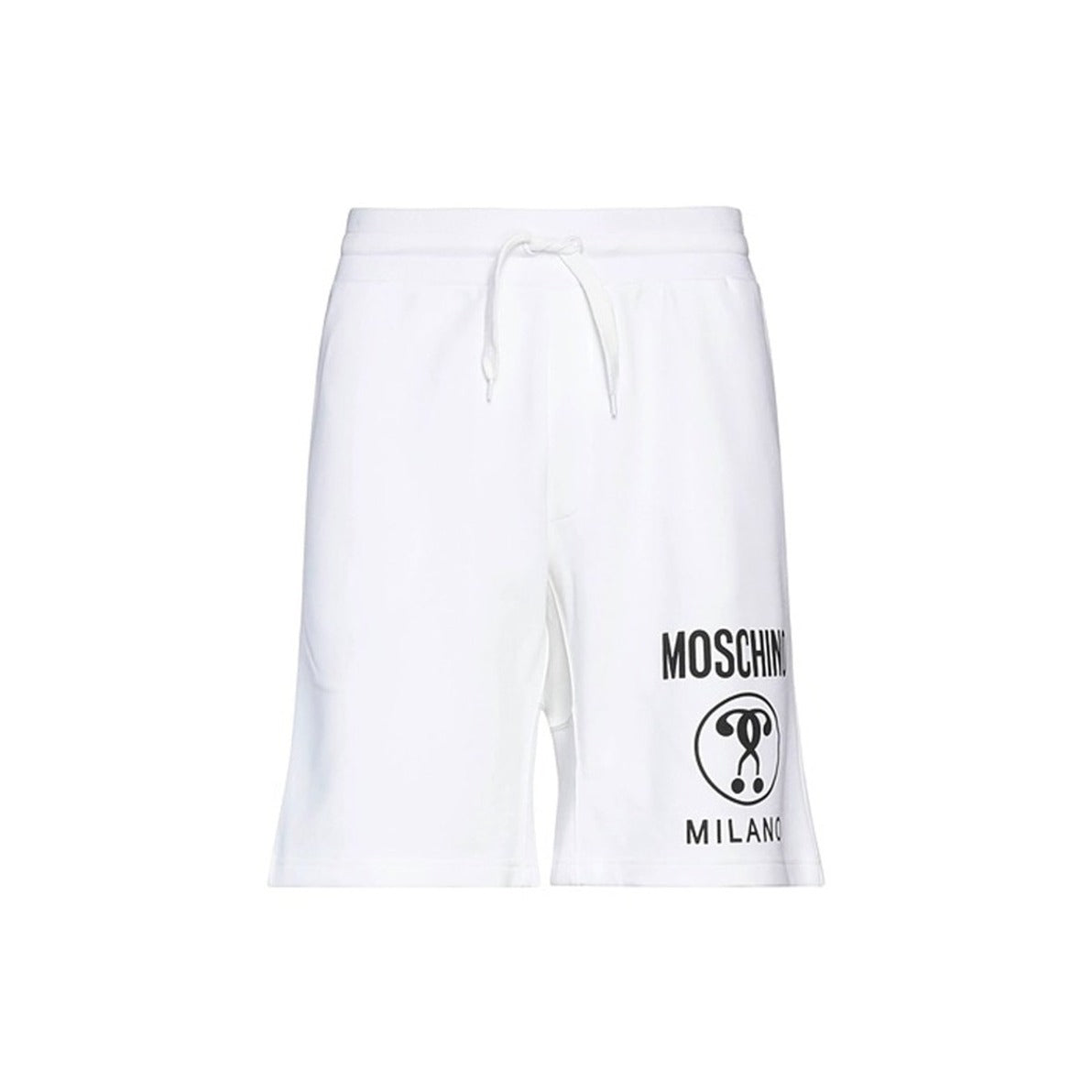 White Cotton Logo Shorts With Adjustable Waistband