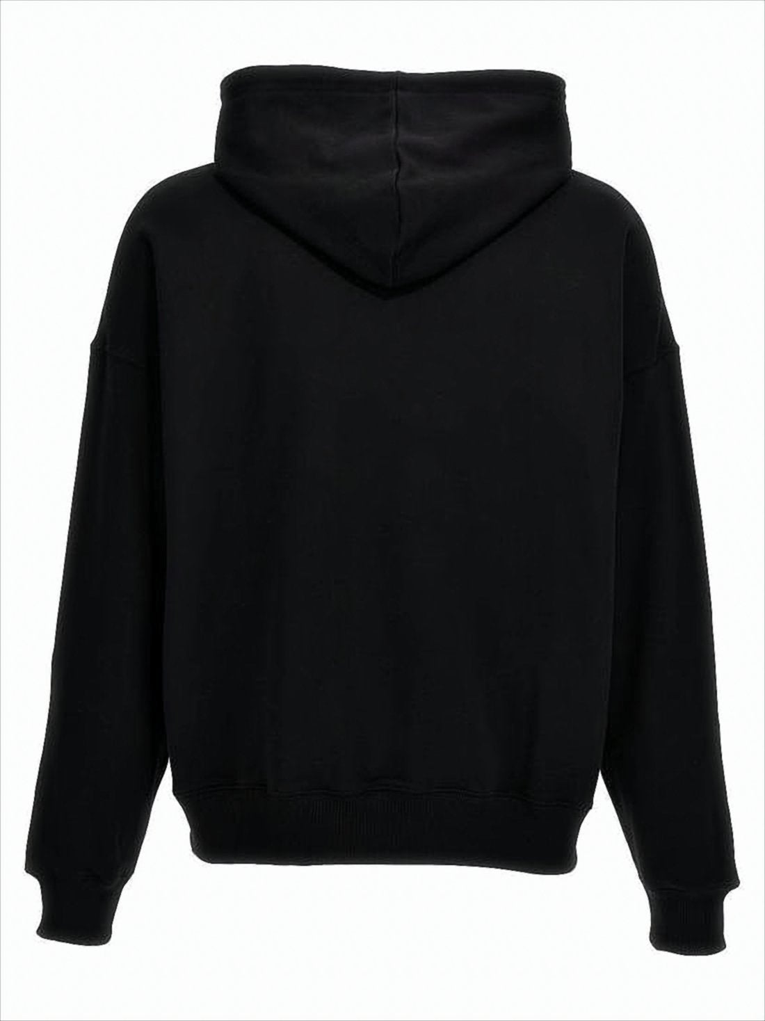Black Hoodie with Bold Brushstroke Logo and Relaxed Fit