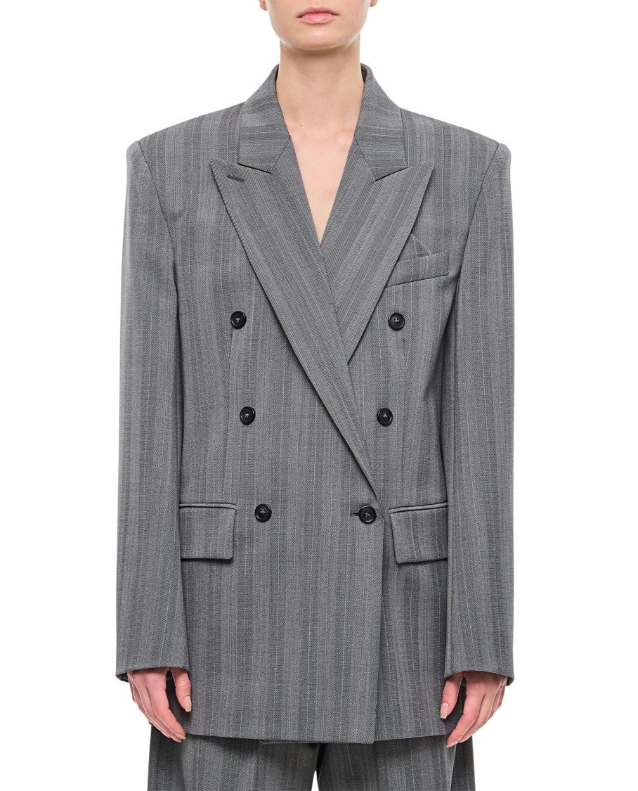 Merlot Double Breasted Pinstripes Jacket
