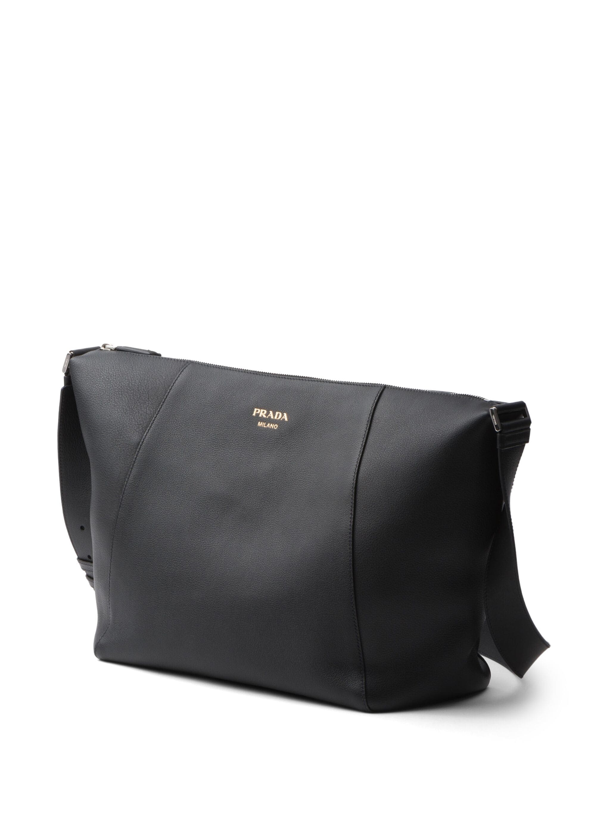 Black Bandoleira Soft Grain Leather Satchel