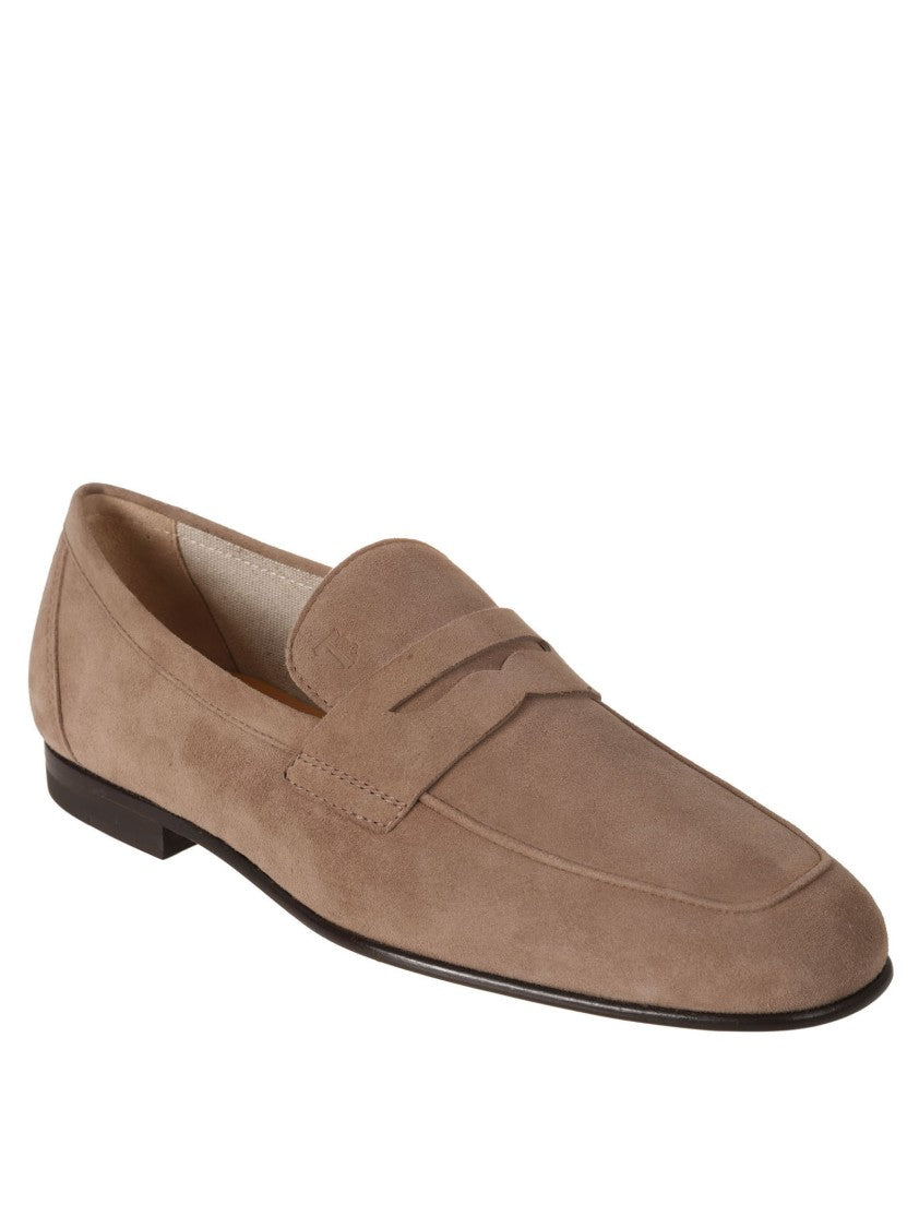 Suede Slip-On Shoes With Stitched Detail