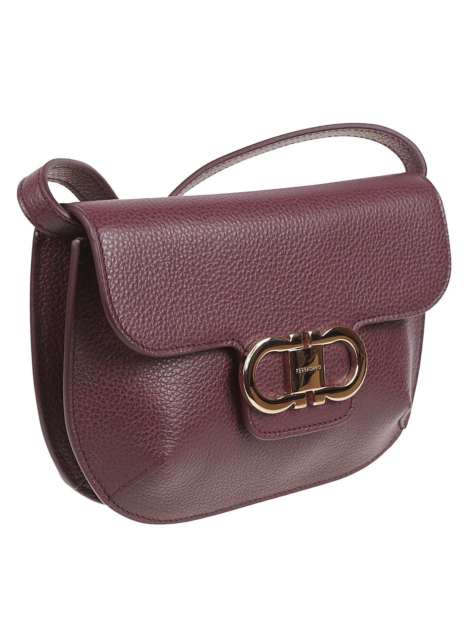Mini Pebbled Leather Flap Bag with Gancini Hardware