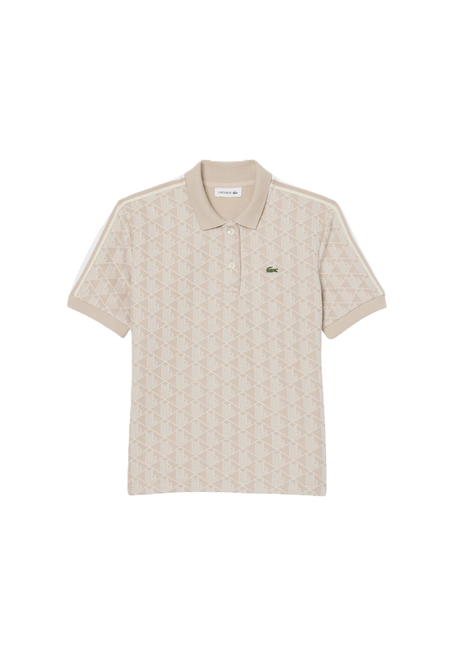 Beige Monogram Jacquard Slim Polo