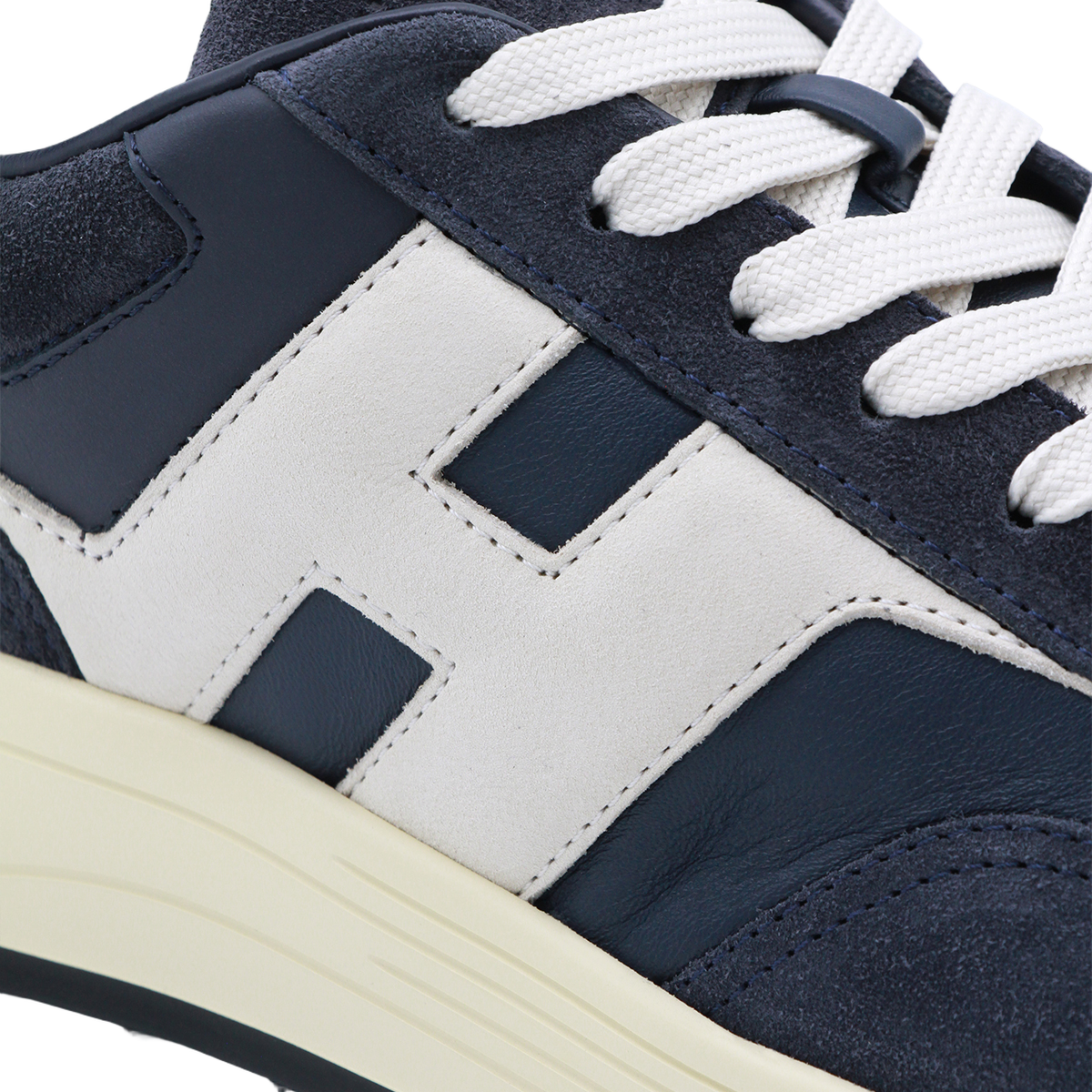 Navy Blue Suede and Leather Sneakers