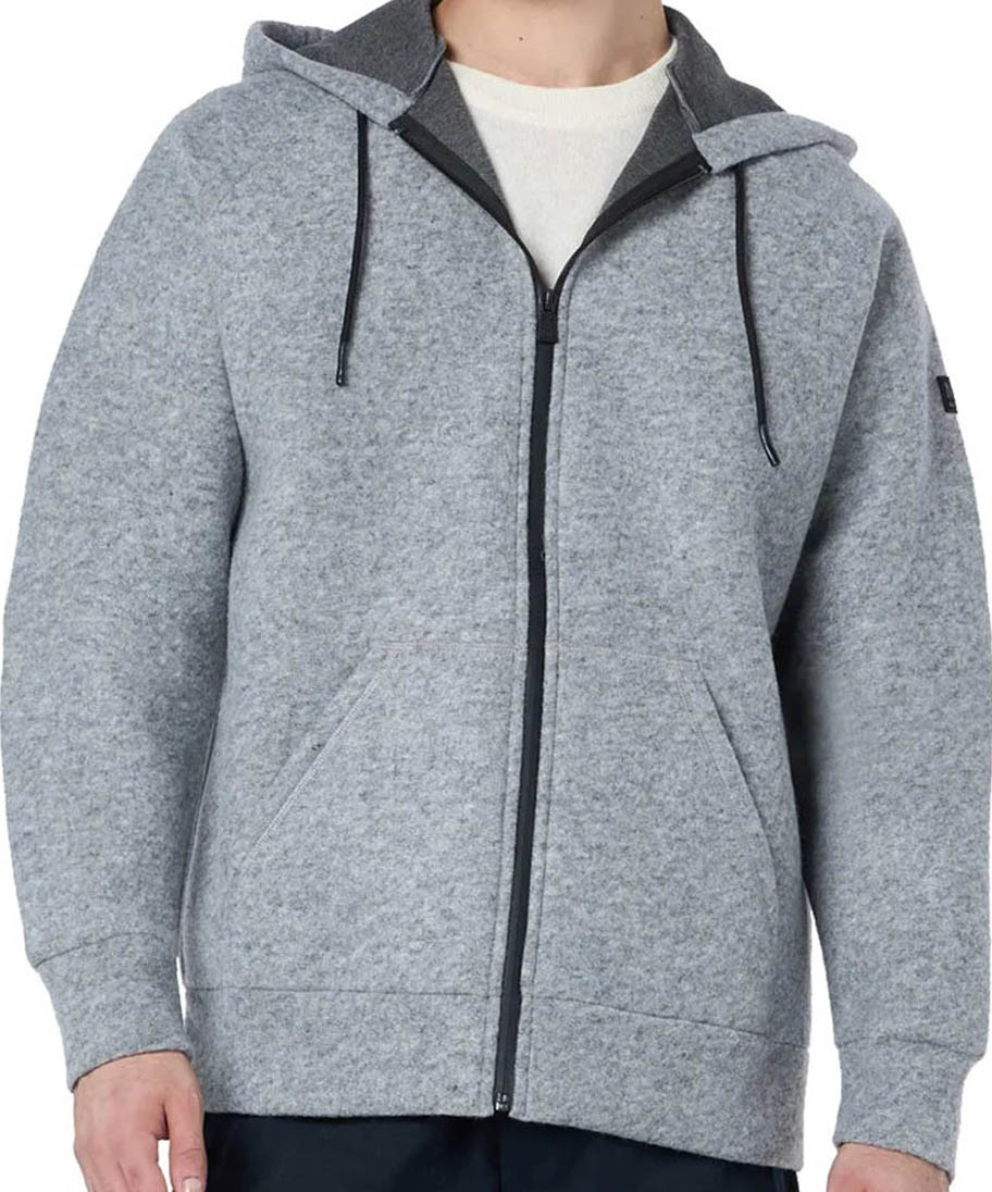 Heathered Grey Zip-Up Hoodie with Adjustable Drawstring