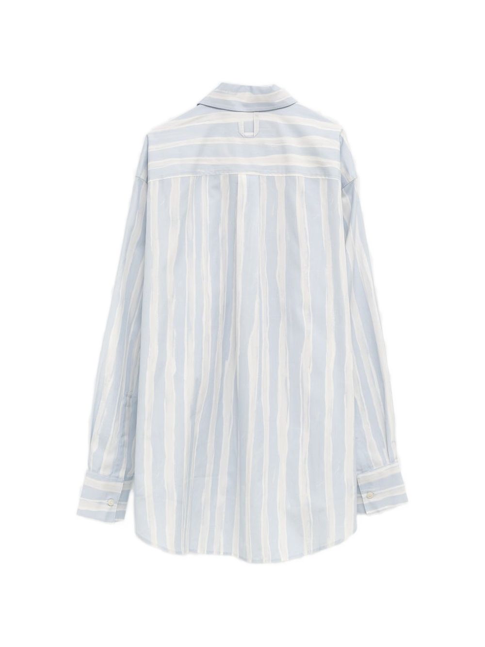Relaxed Fit White Striped Silk-Nylon Shirt