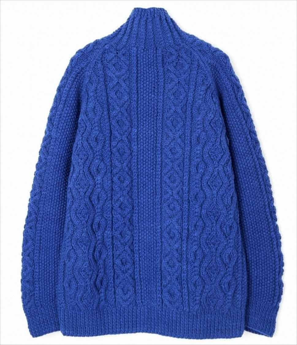 Textured Blue Wool Zip Jacket