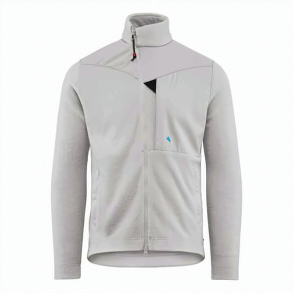 Light Grey Fitted Jacket With High Collar And Subtle Textures