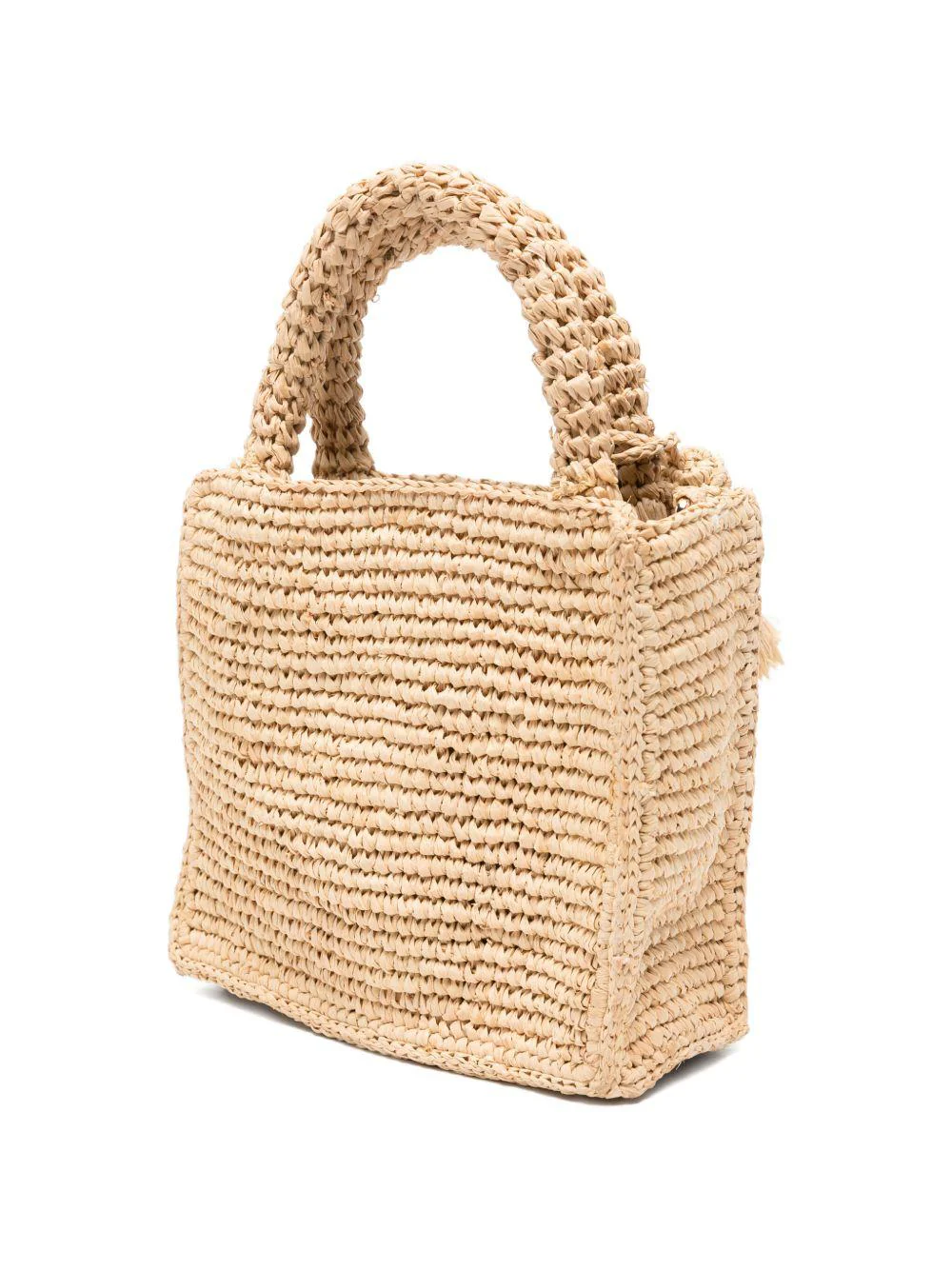 Woven Handbag with Rectangular Shape and Braided Design