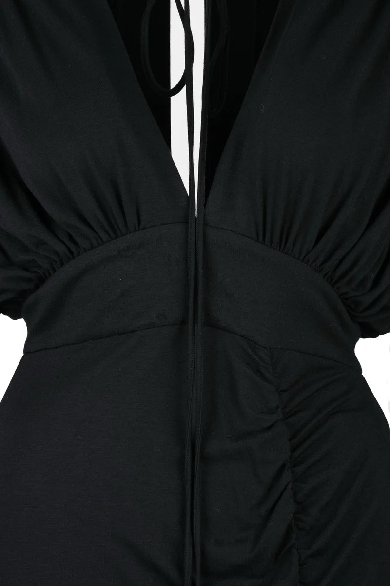 Jersey Dress Zip Raglan - Black
