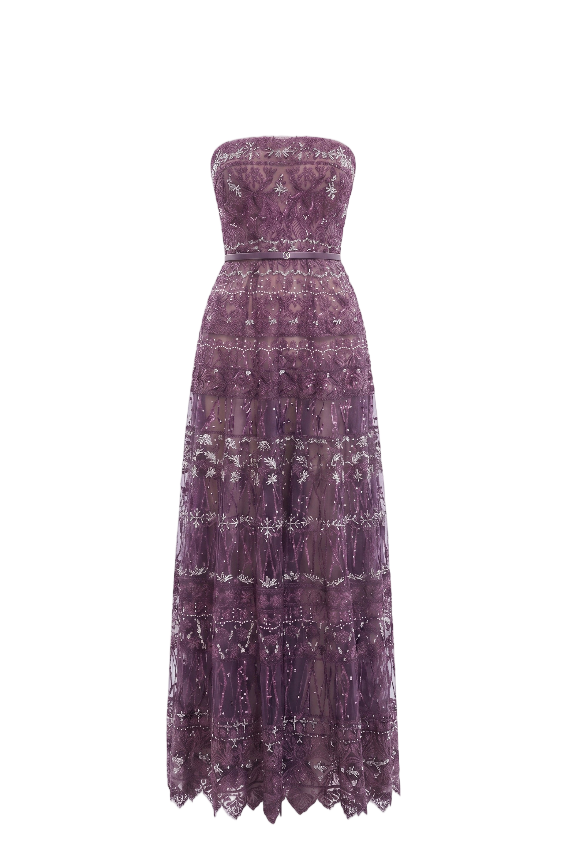 Strapless Beaded Tulle Dress
