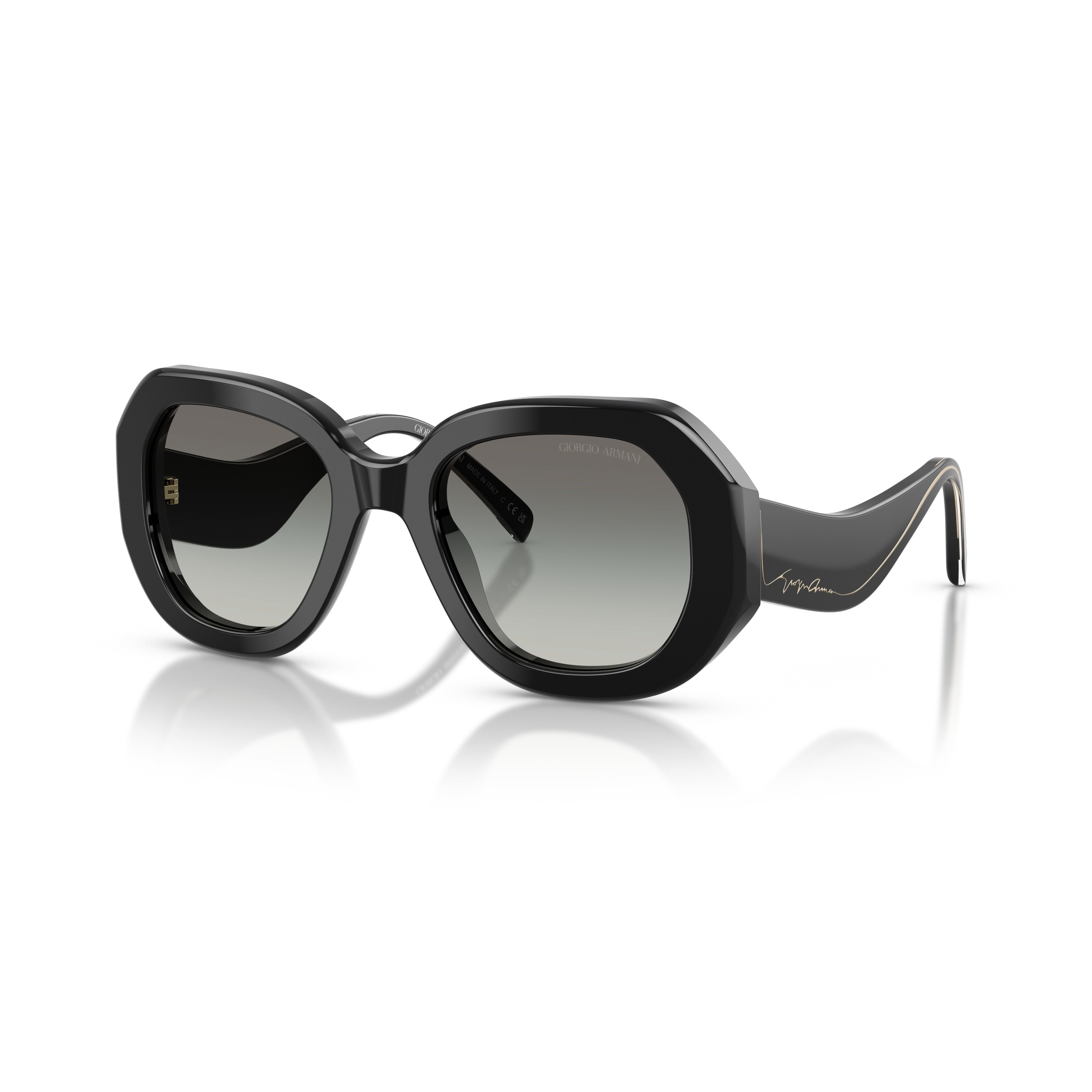 0ar8248 Oversized Geometric Black Sunglasses with Gold Accents
