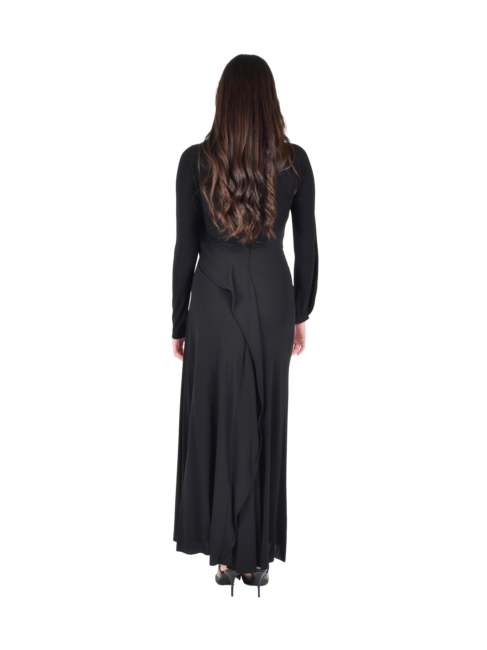 Long Draped Dress With Flattering Silhouette