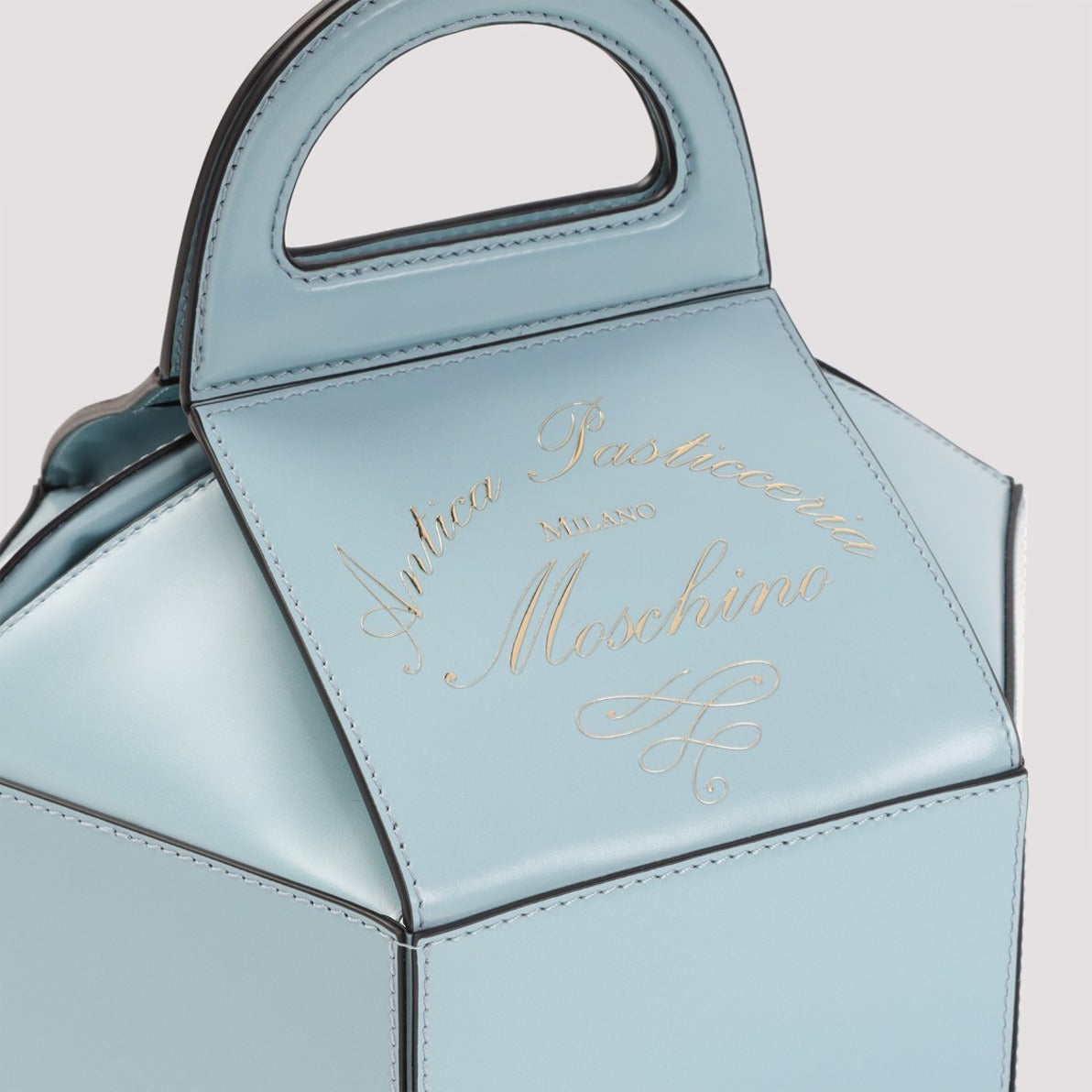 Structured Blue Leather Handbag With Silhouette