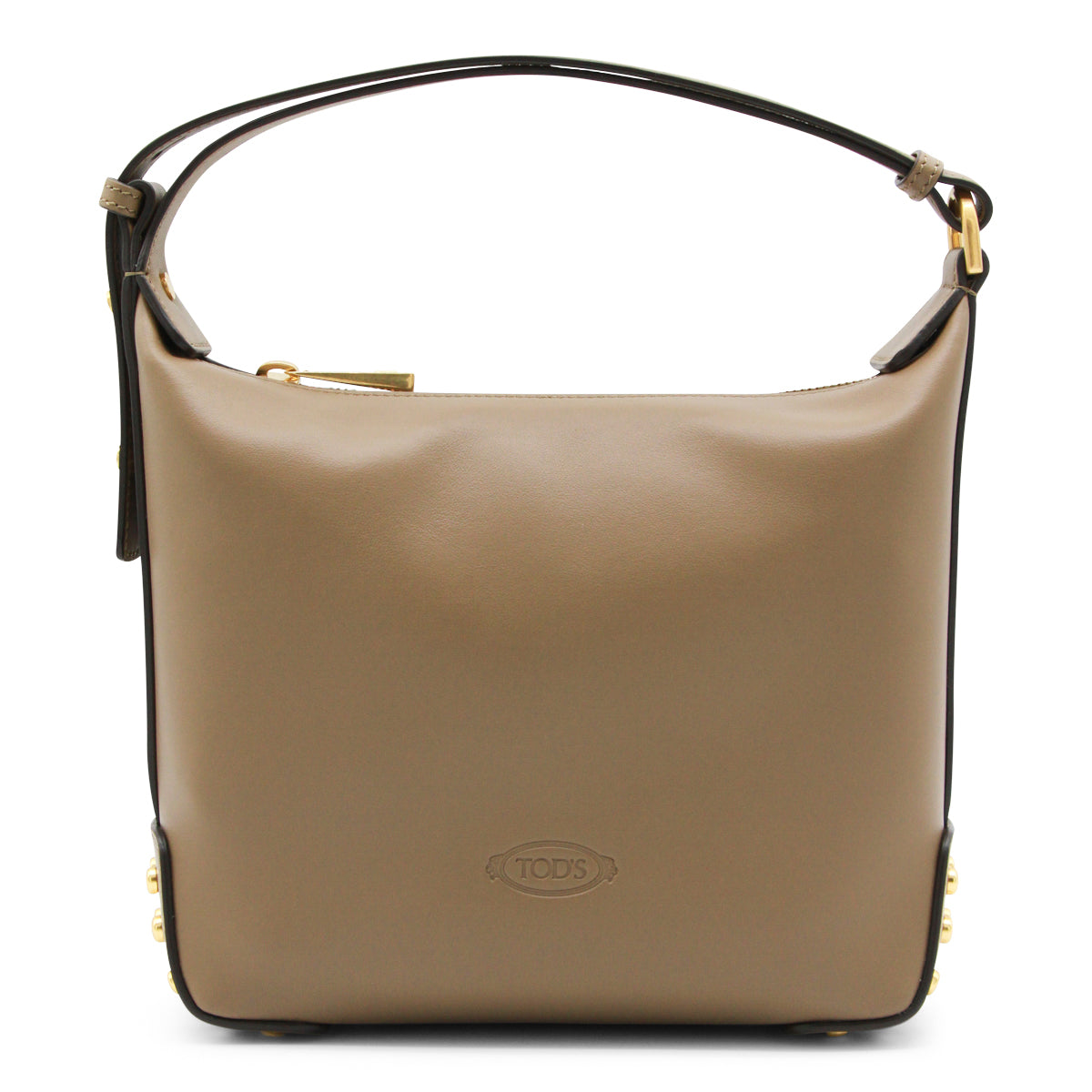 Dove Grey Leather Shoulder Bag