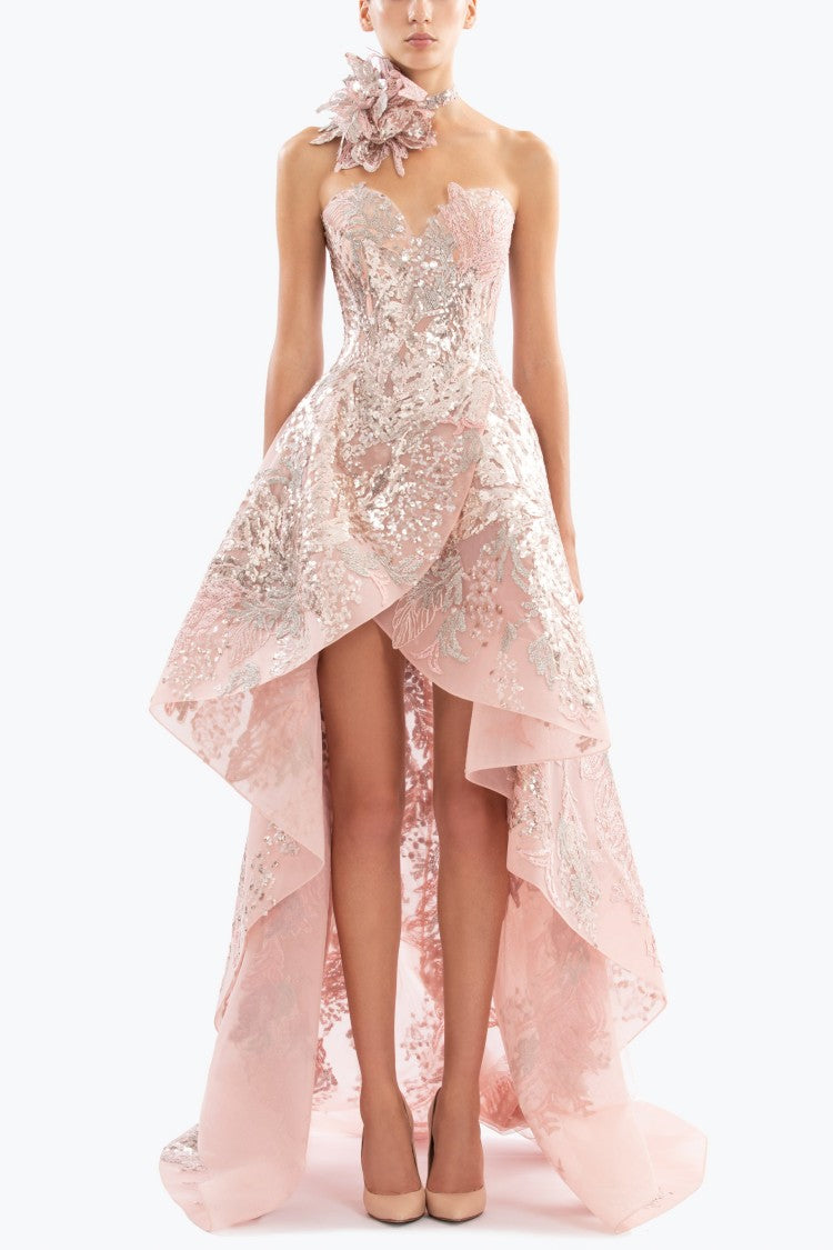 Embroidered High-Low Dress