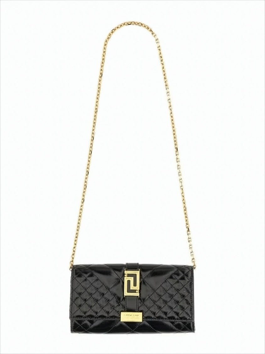 Sleek Quilted Calf Leather Clutch with Geometric Clasp