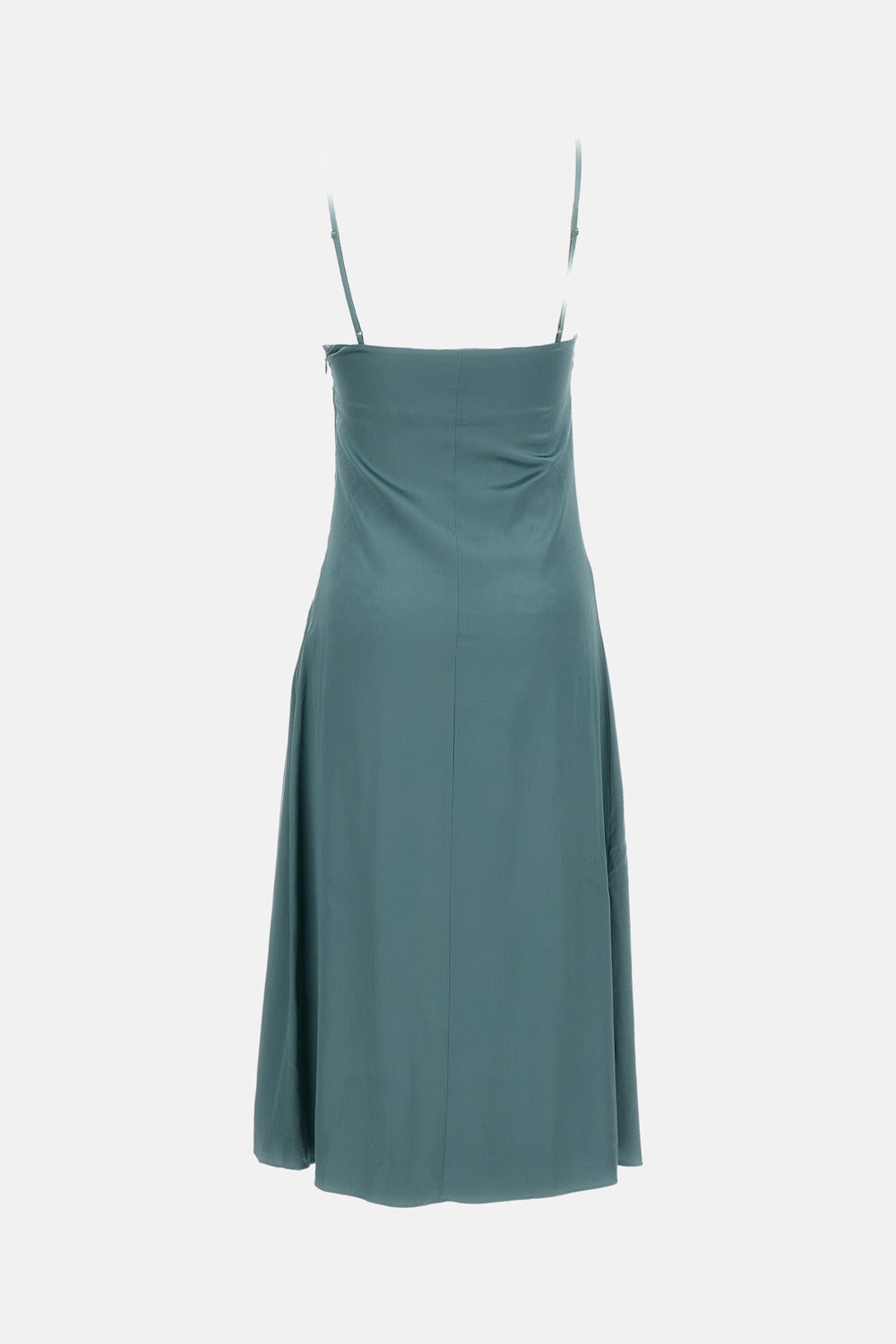 Green Midi Dress with Ruffled Overlay