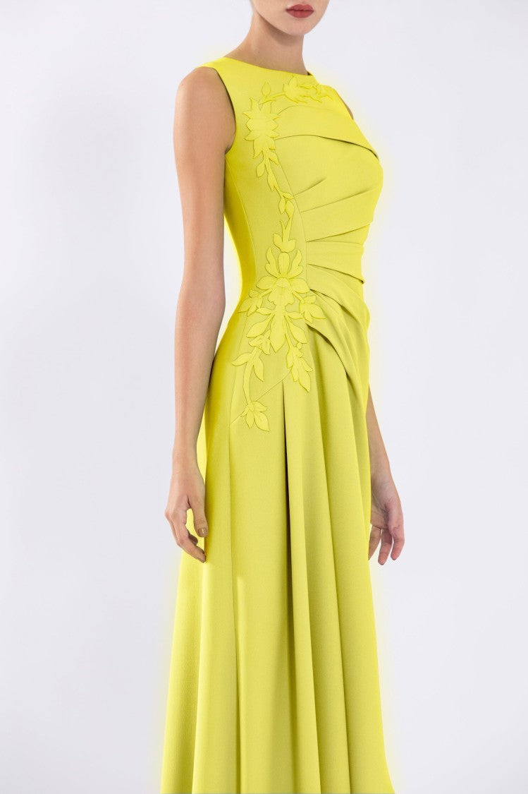 Crepe, High-Low Dress With Matching Embroidery
