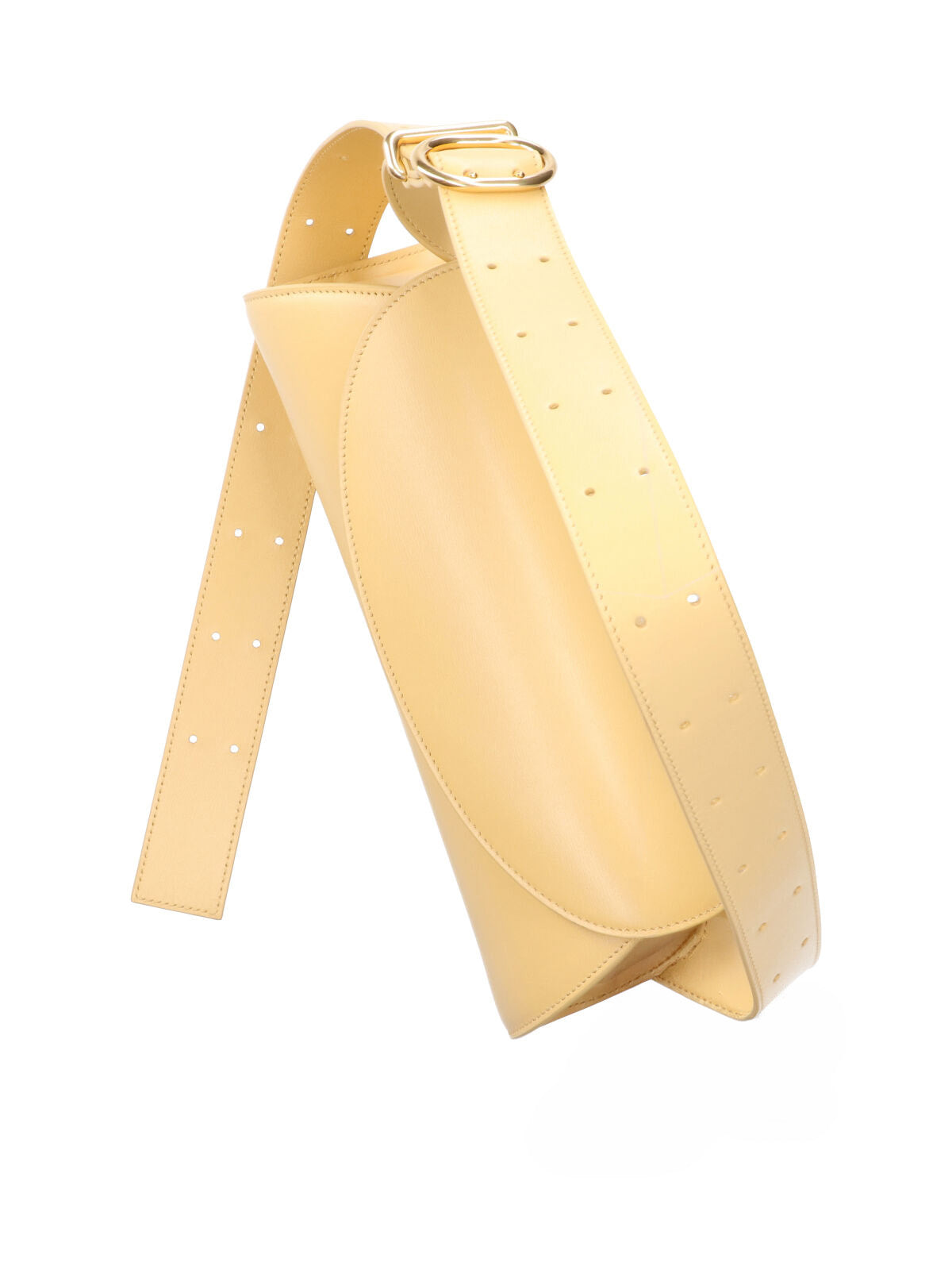 Yellow Cannolo Cylindrical Leather Shoulder Bag