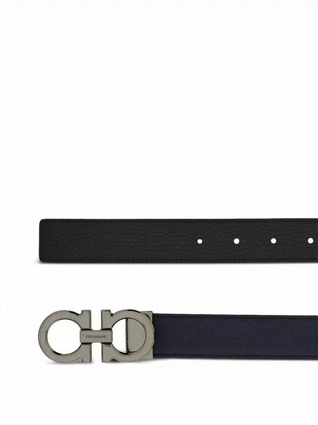 Blue Reversible Double Gancini Calf Belt