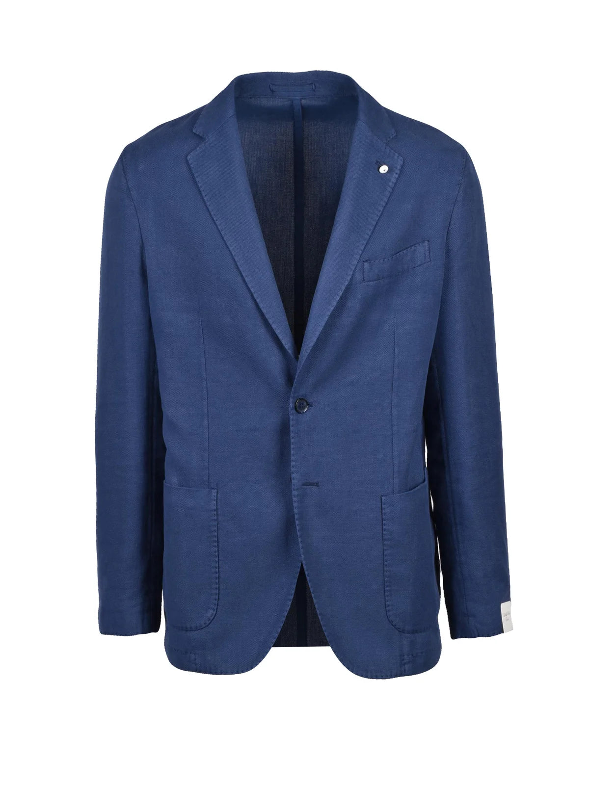 Blue Cotton Ramie Rounded Blazer Jacket