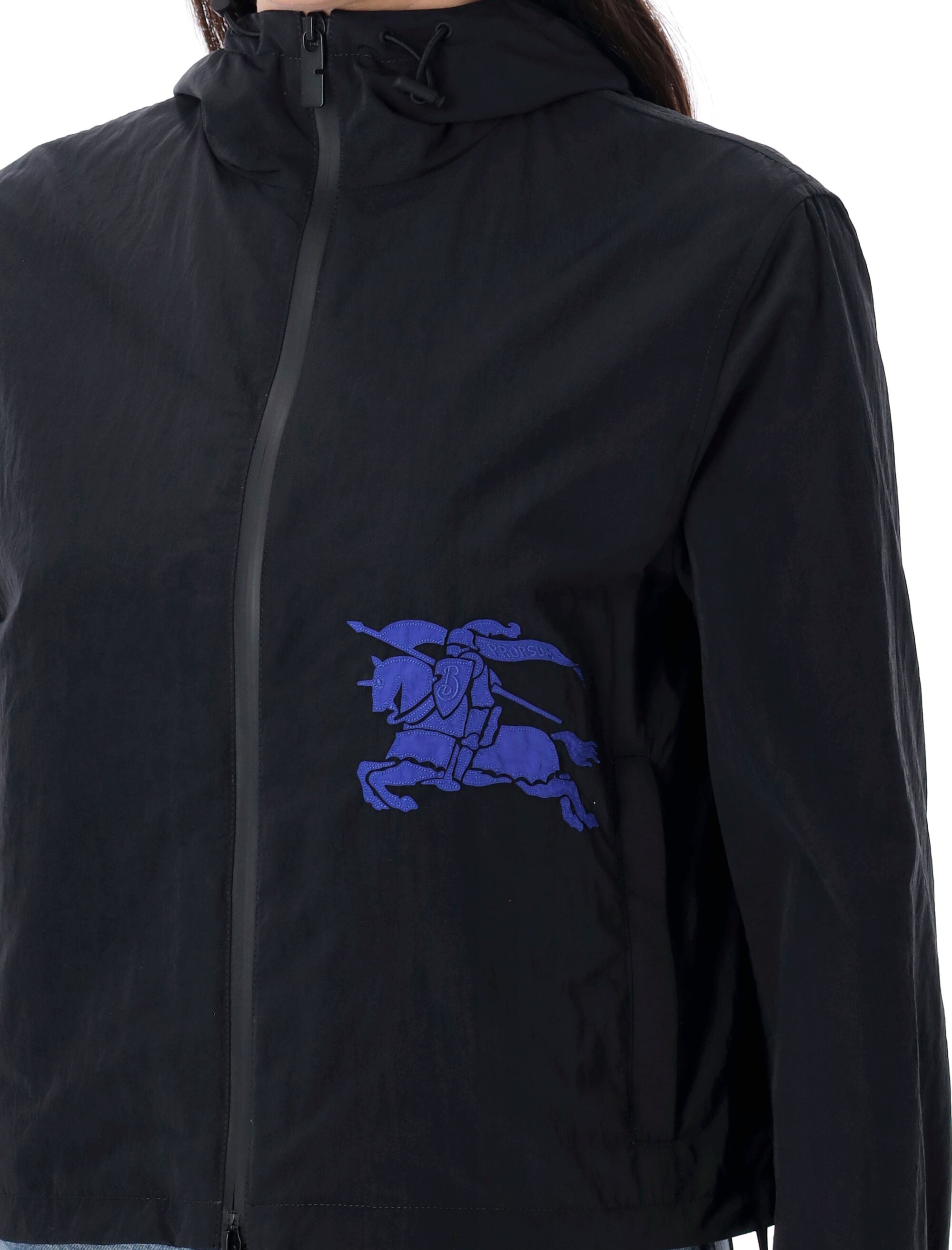 Cropped Nylon Hooded Jacket