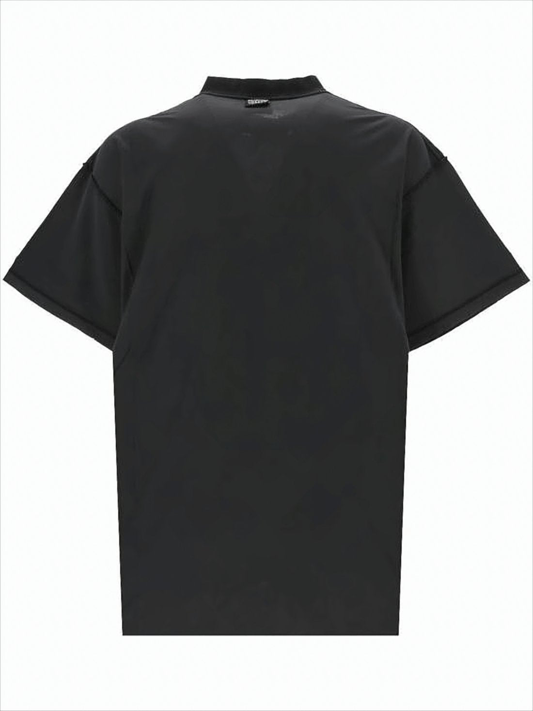 Relaxed-Fit Black T-Shirt with High Neckline
