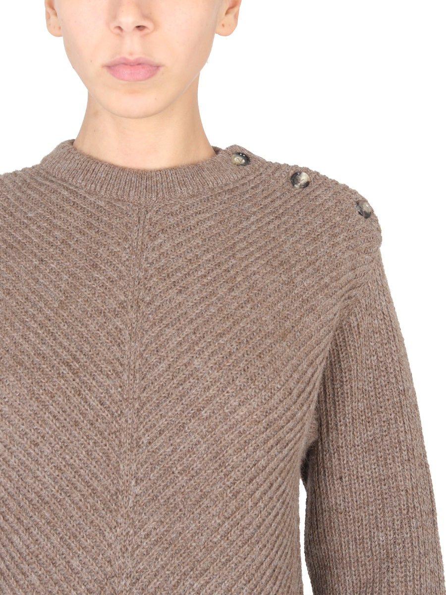 Alpaca Knit Sweater with Chevron Pattern