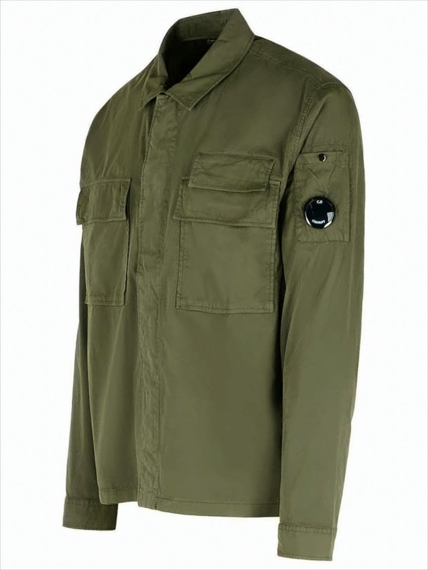 Boxy Cropped Long-Sleeve Shirt with Flap Pockets