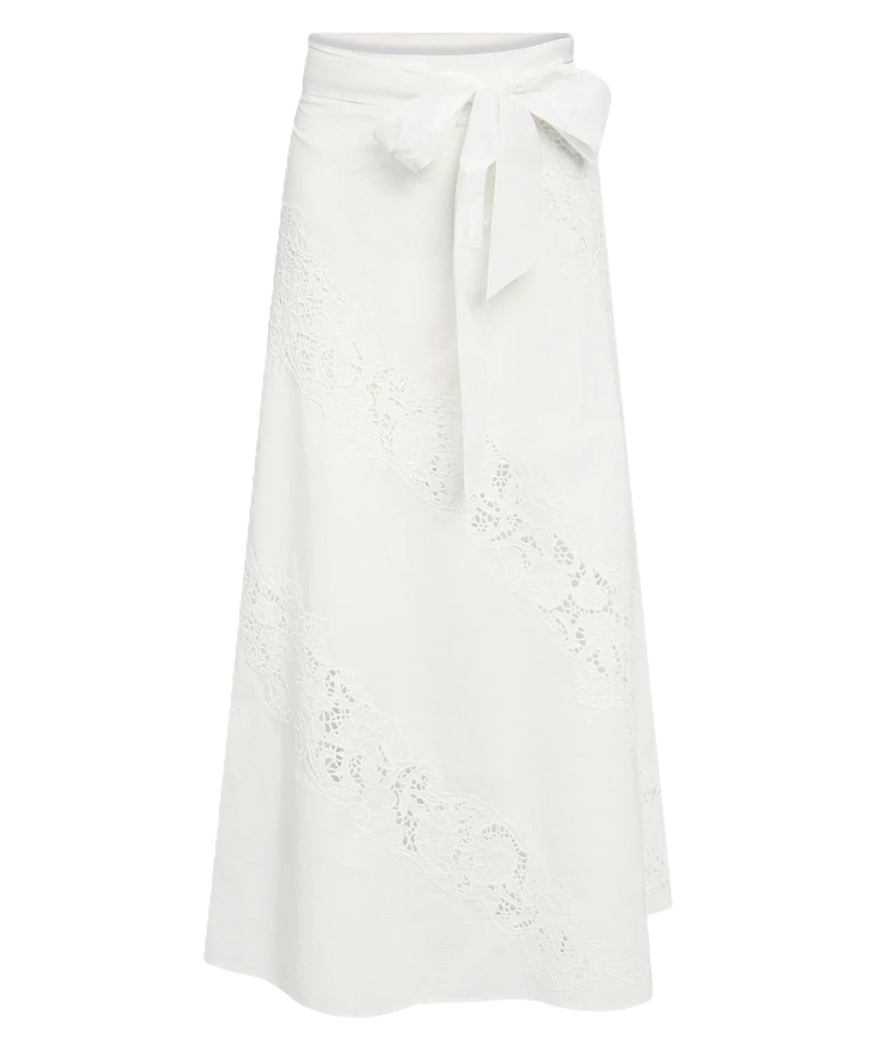 Midi A-line Skirt with Lace Inserts