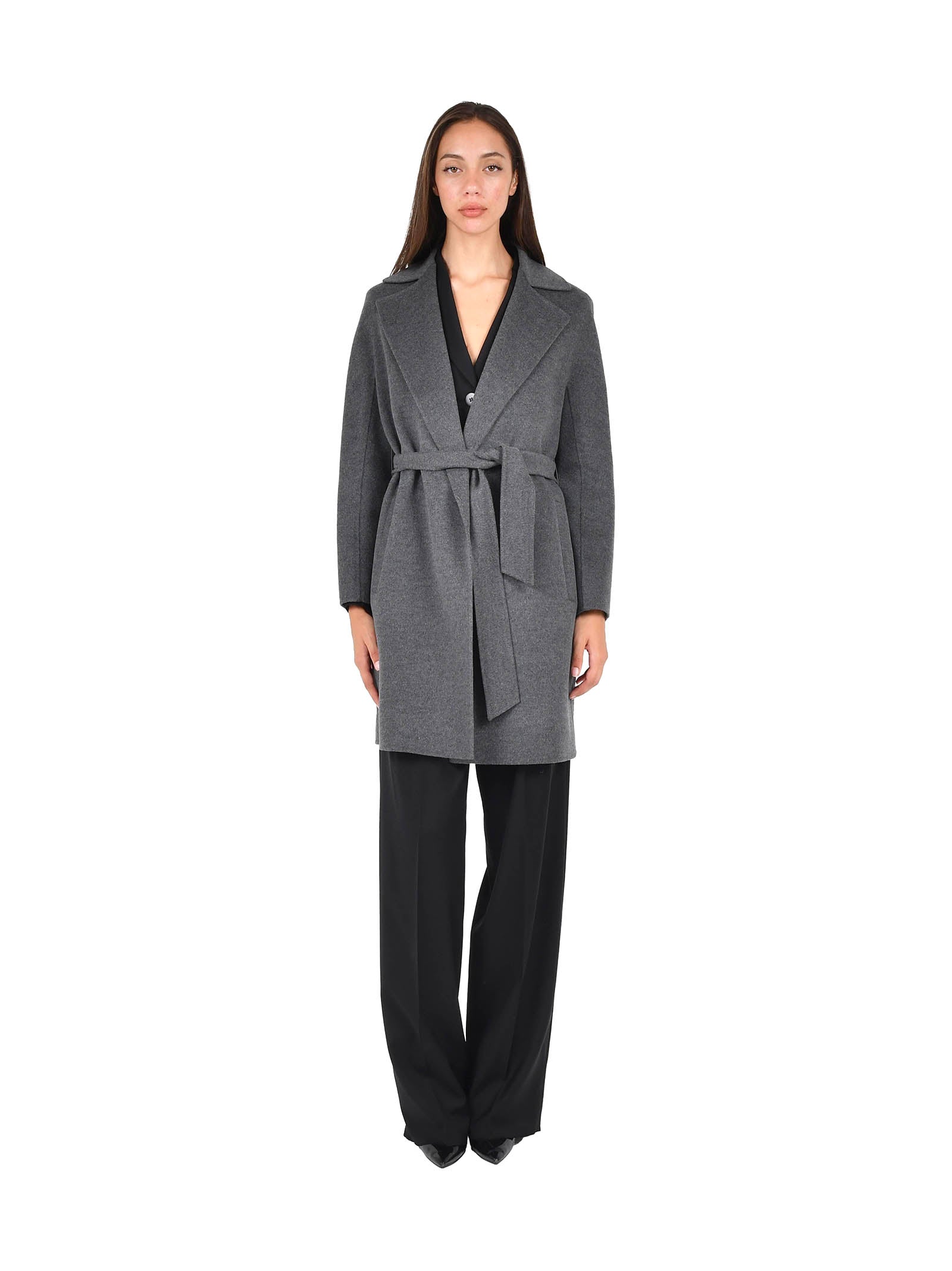 Midi Wrap Coat In Virgin Wool