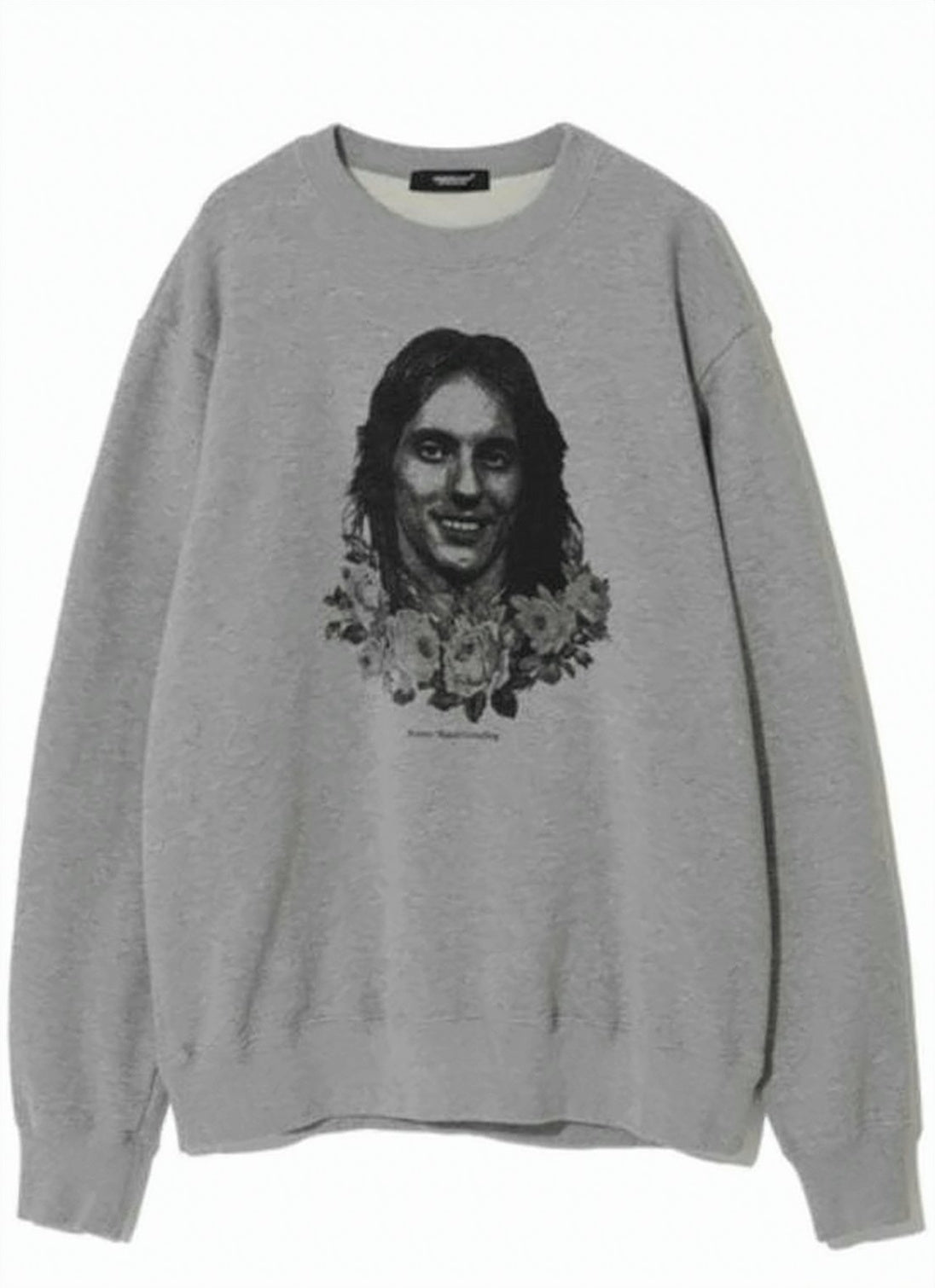 Relaxed Fit Grey Long-Sleeve T-Shirt with Artistic Print