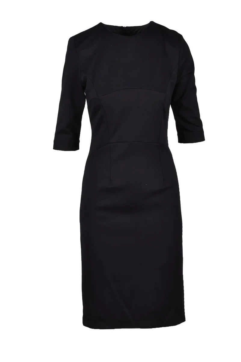 Viscose Stretch Sheath Dress - Black