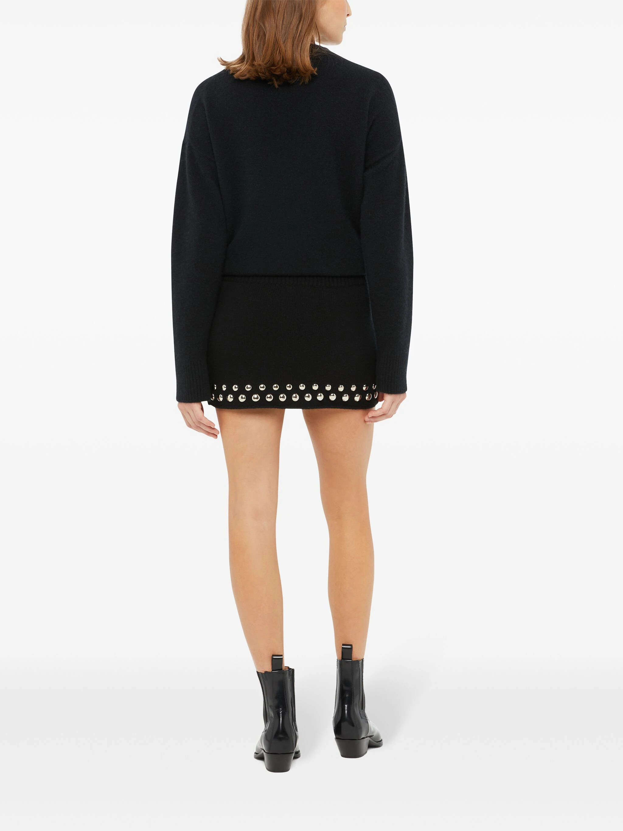 Black Love And Studs Wool Mini Skirt