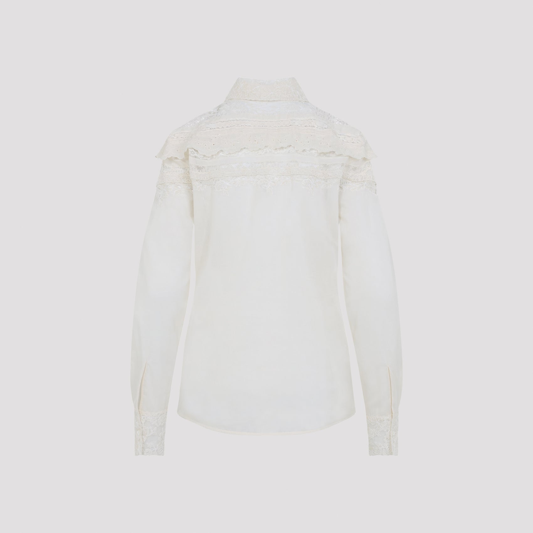 Classic White Cotton Shirt With Lace Detailing