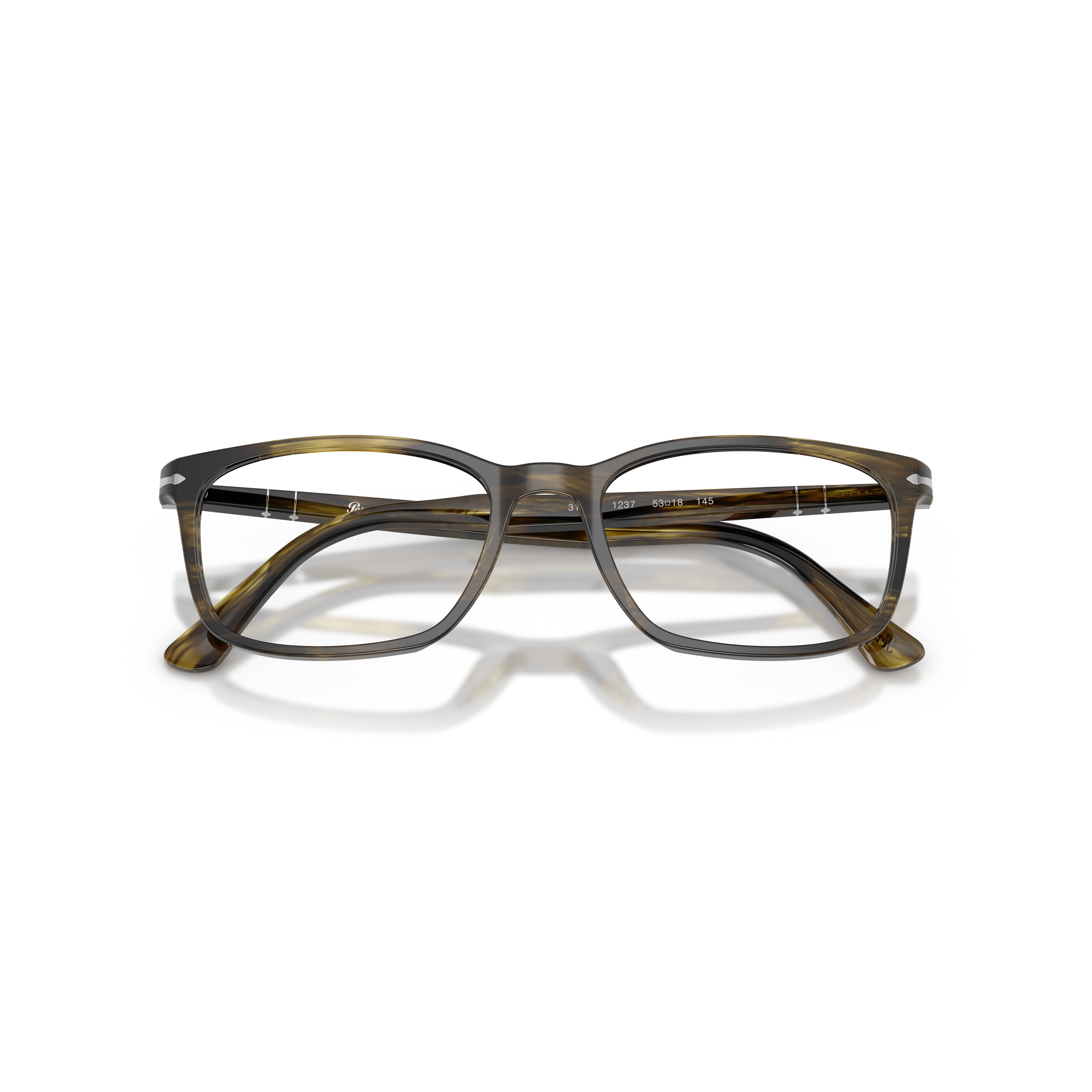 0po3189v Rectangular Tortoiseshell Eyeglasses with Silver Accent